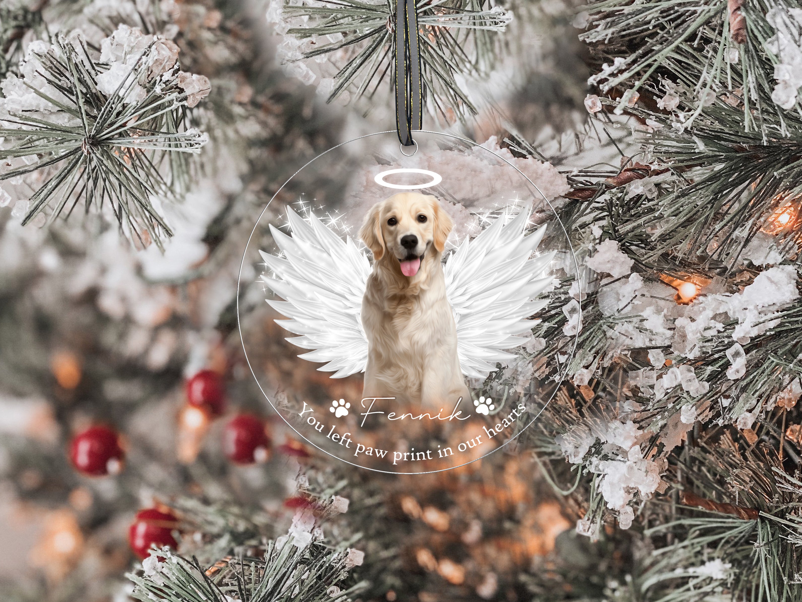 Personalized Pet Memorial Ornament with Photo, Dog Memorial Christmas Ornament, Pet Loss Gift, Dog Memorial Gift, Dog Remembrance Keepsake
