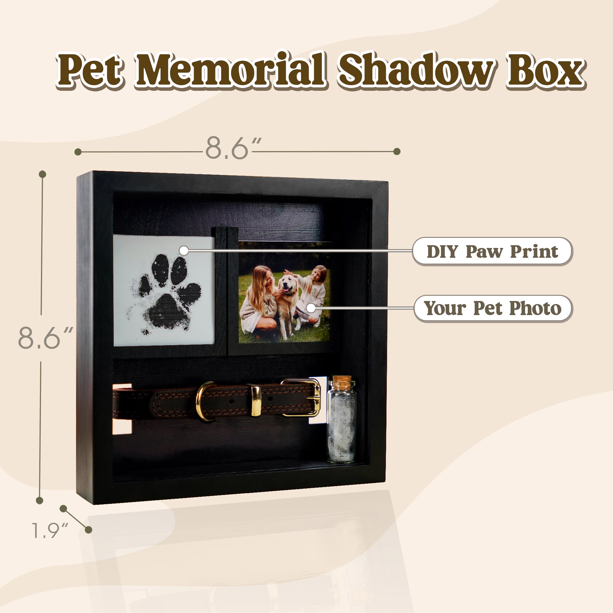 Personalized Pet Memorial Shadow Box, Loss Of Pet, Pet Sympathy Gift, Pet Memorial Shadow Box