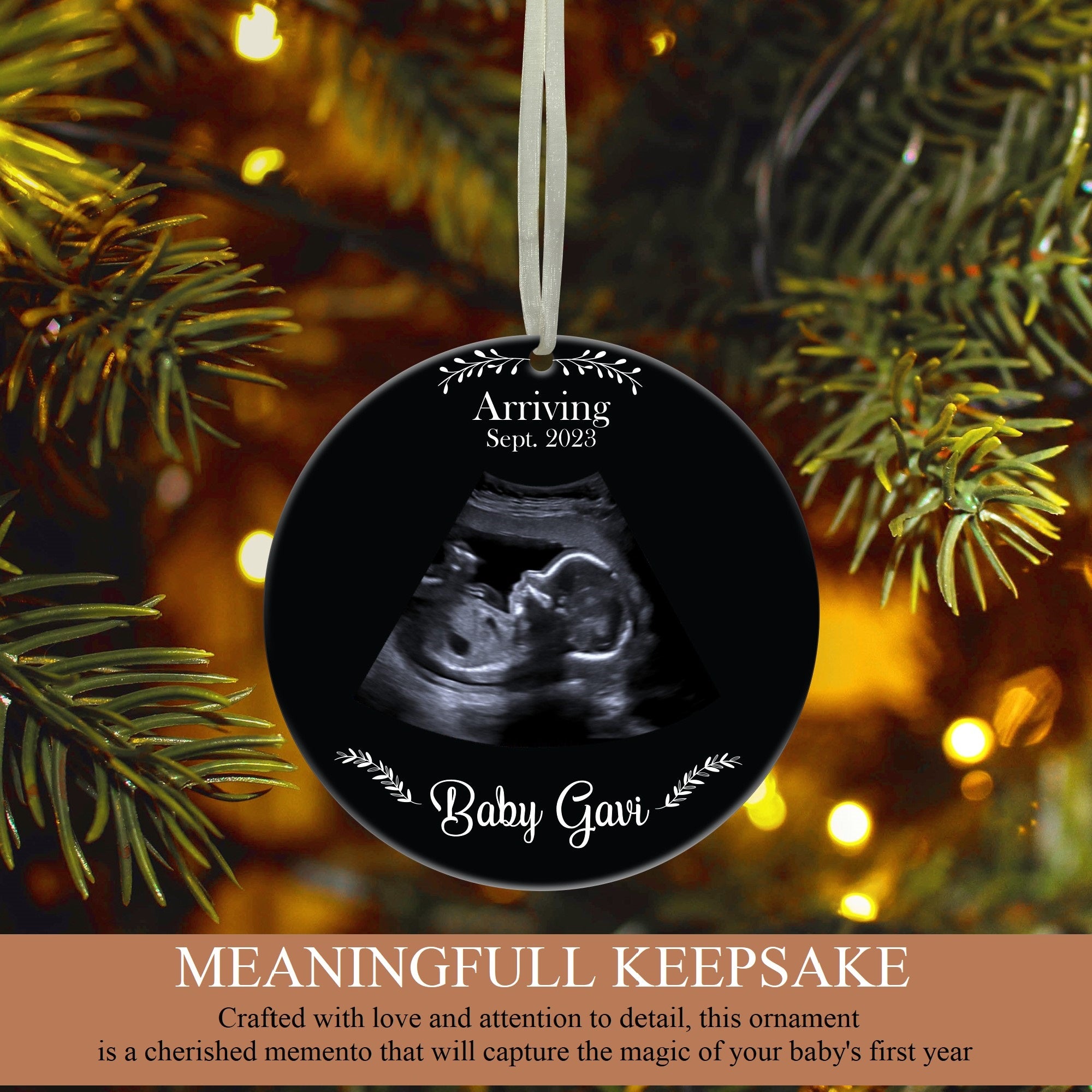 Personalized Pregnancy Announcement Ornament, Sonogram Picture Ornament, Ultrasound Picture Ornament, Bumps First Christmas Ornament Xmas Tree Home Decor Gifts for Expecting Grandparents Parents