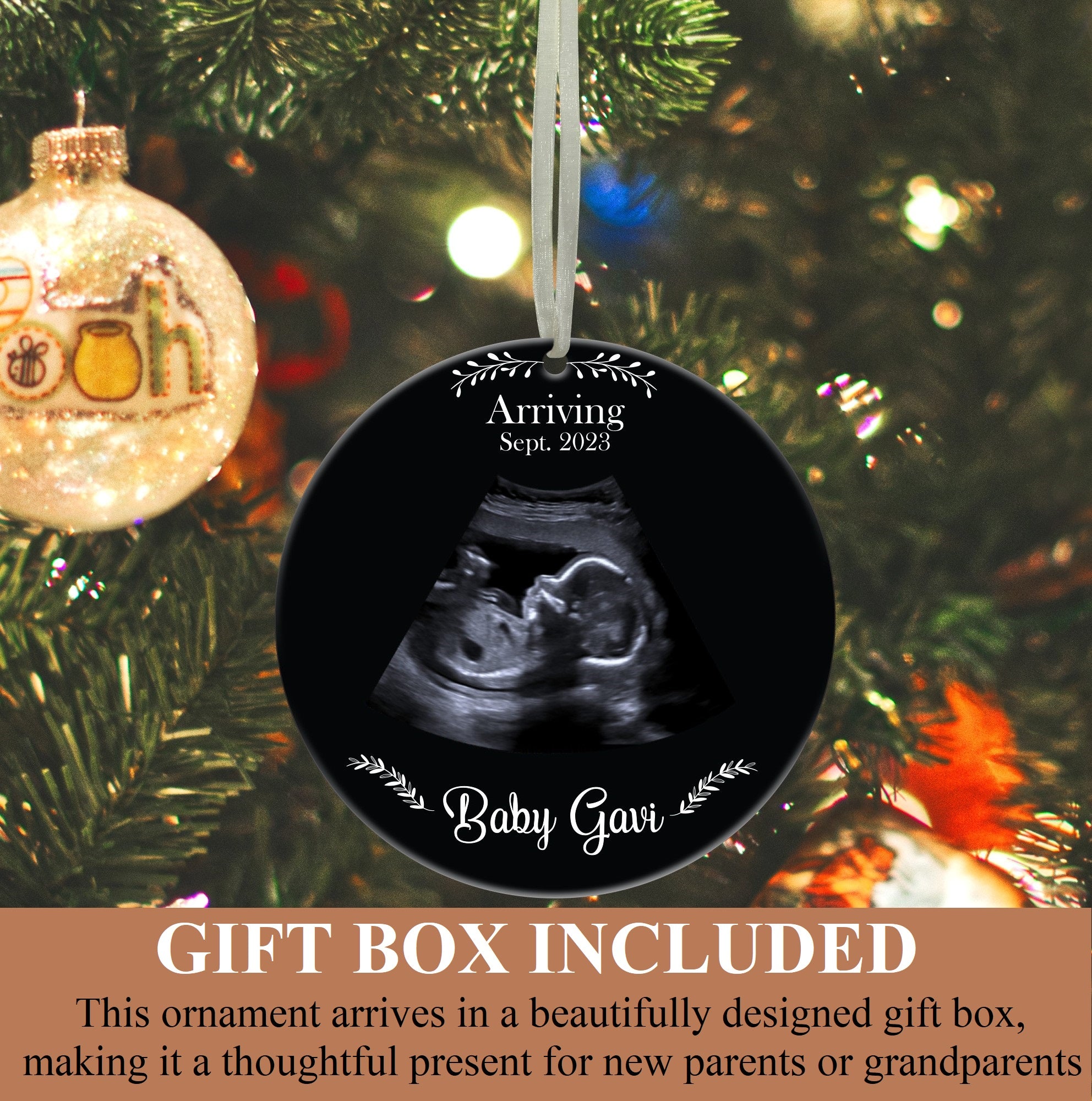Personalized Pregnancy Announcement Ornament, Sonogram Picture Ornament, Ultrasound Picture Ornament, Bumps First Christmas Ornament Xmas Tree Home Decor Gifts for Expecting Grandparents Parents