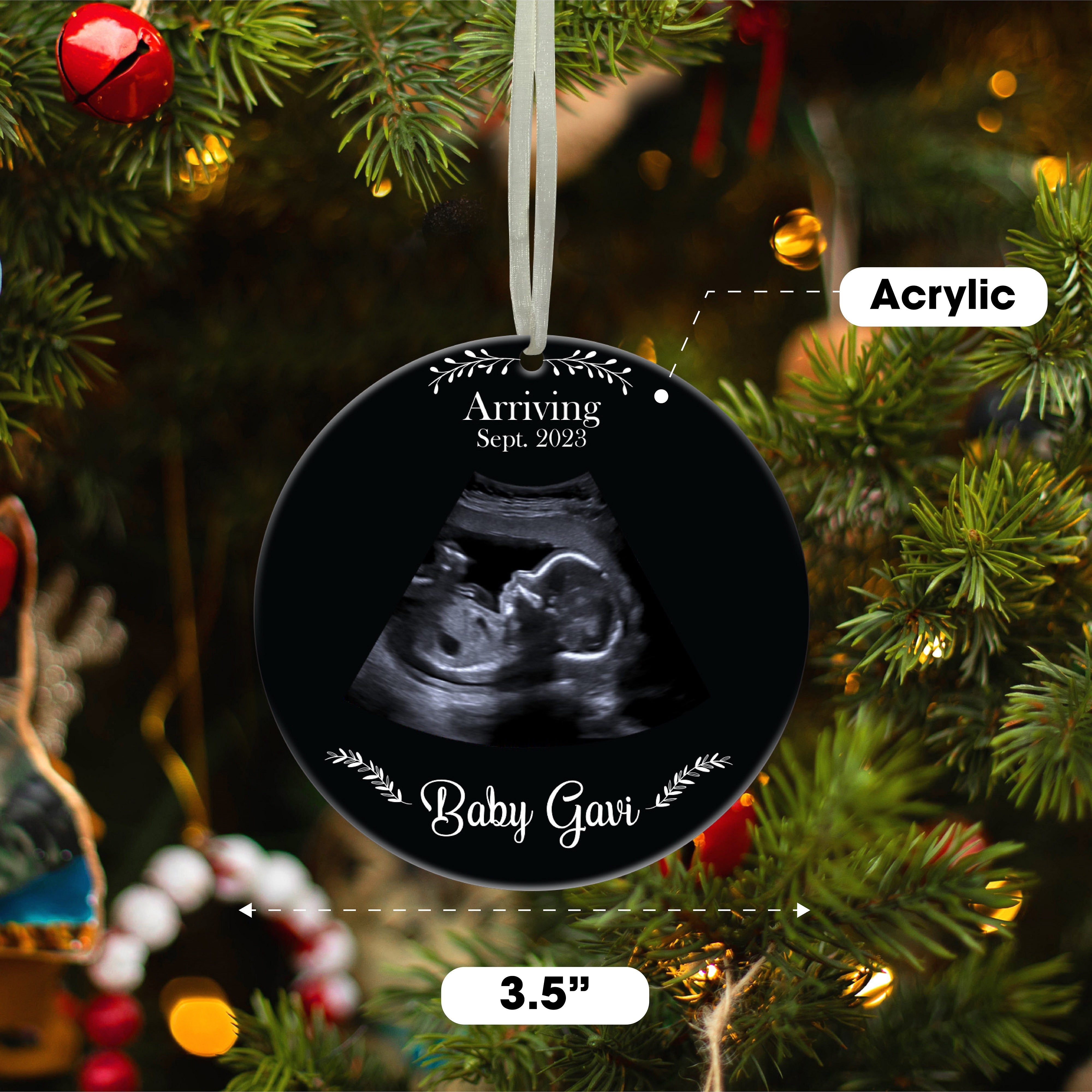 Personalized Pregnancy Announcement Ornament, Sonogram Picture Ornament, Ultrasound Picture Ornament, Bumps First Christmas Ornament Xmas Tree Home Decor Gifts for Expecting Grandparents Parents
