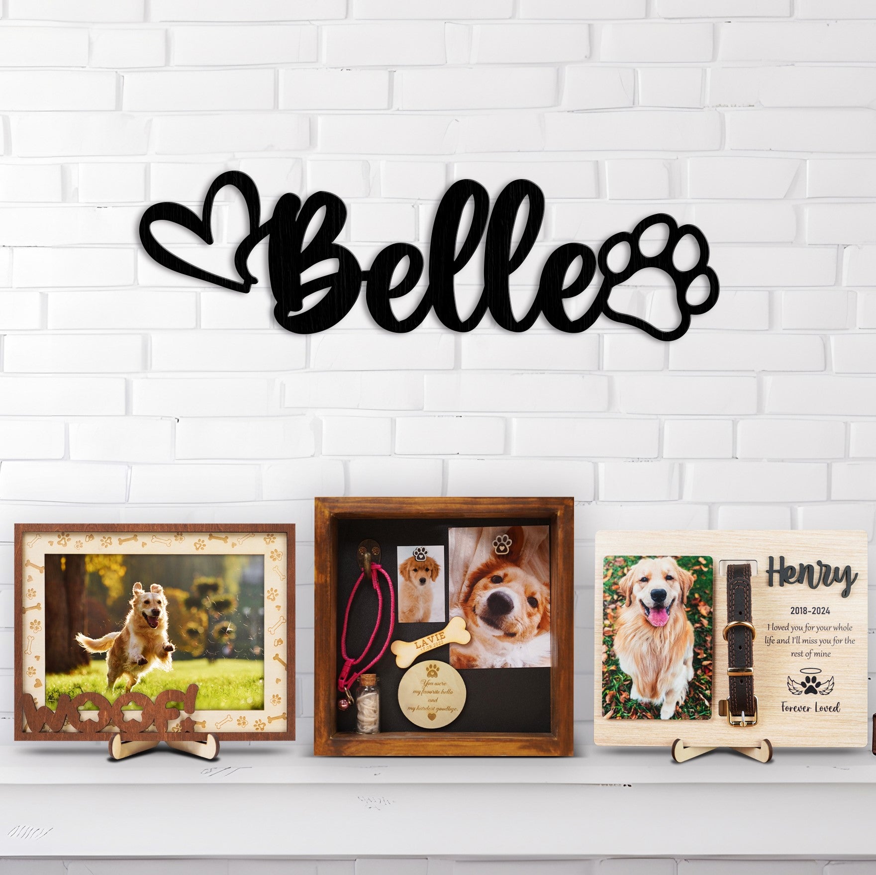 DNPETS Wooden Pet Name with Paw Gift for Dog Mom Dog Dad