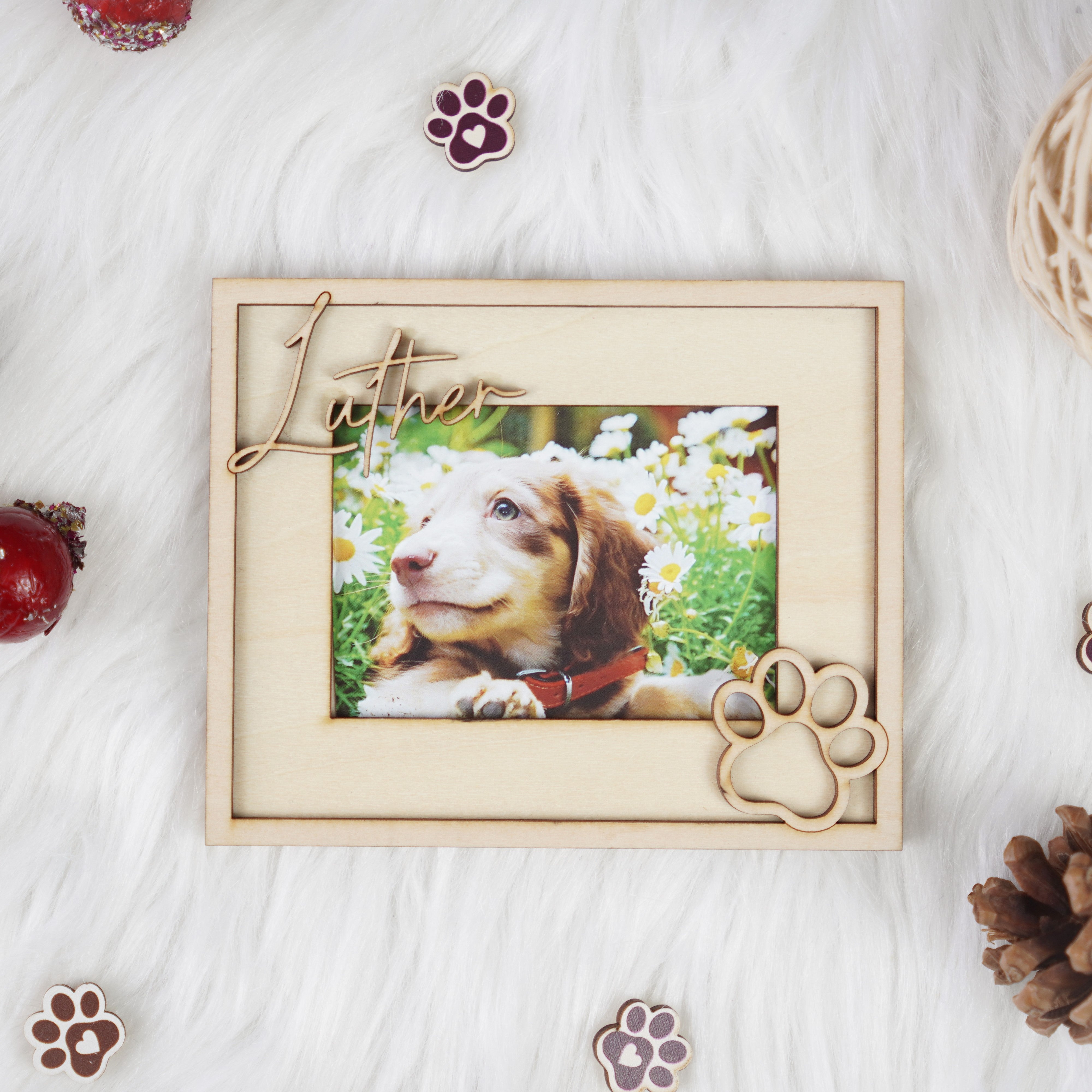 DNPETS Soulful Wooden Pet Picture Frame Pet Memorial Frame