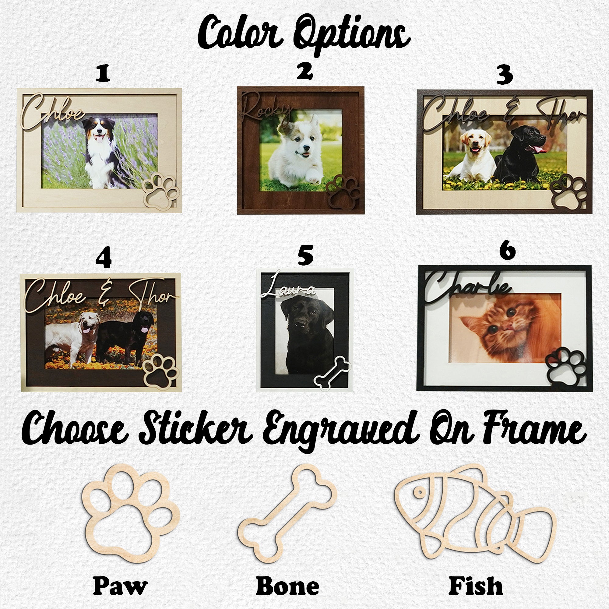 DNPETS Soulful Wooden Pet Picture Frame Pet Memorial Frame