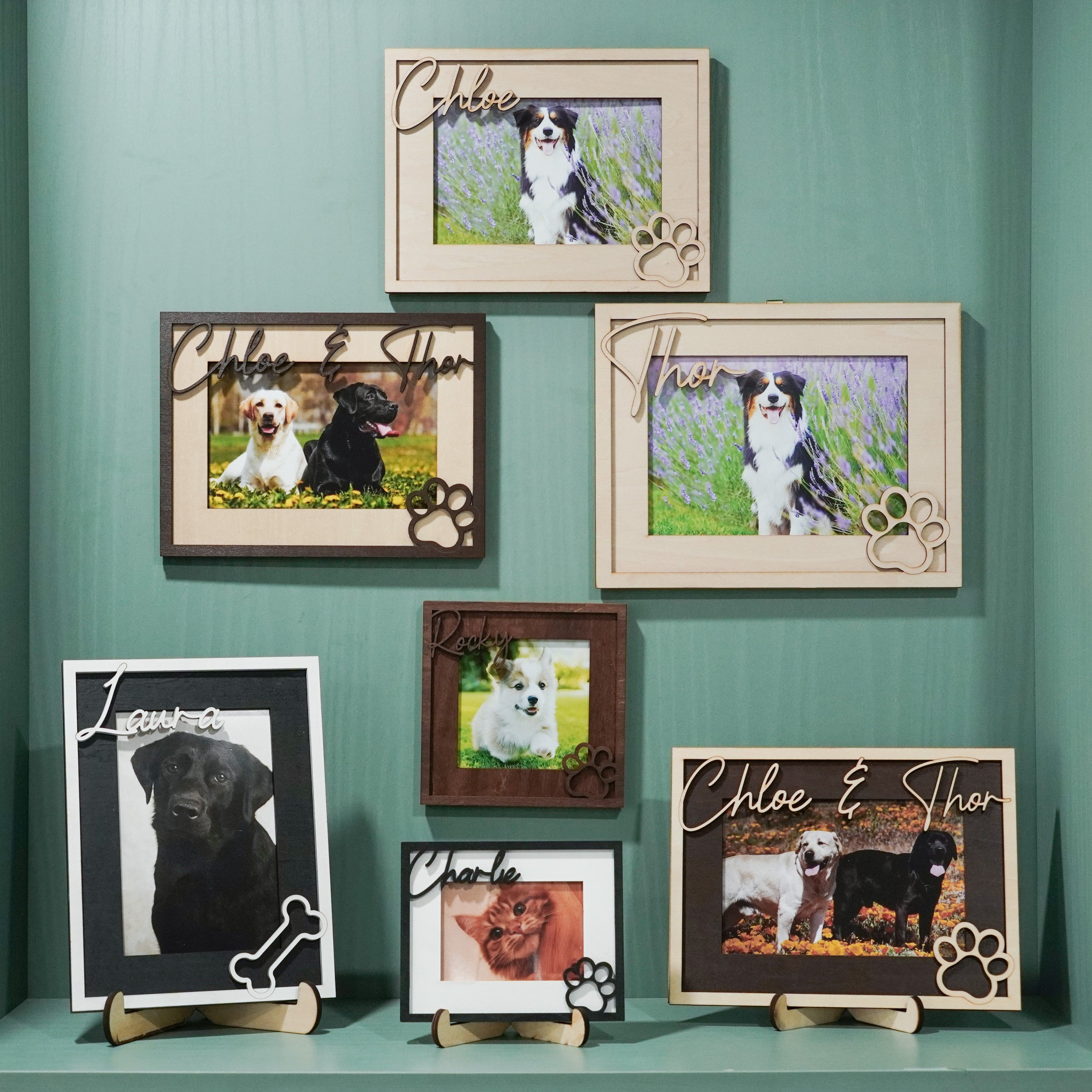 DNPETS Soulful Wooden Pet Picture Frame Pet Memorial Frame