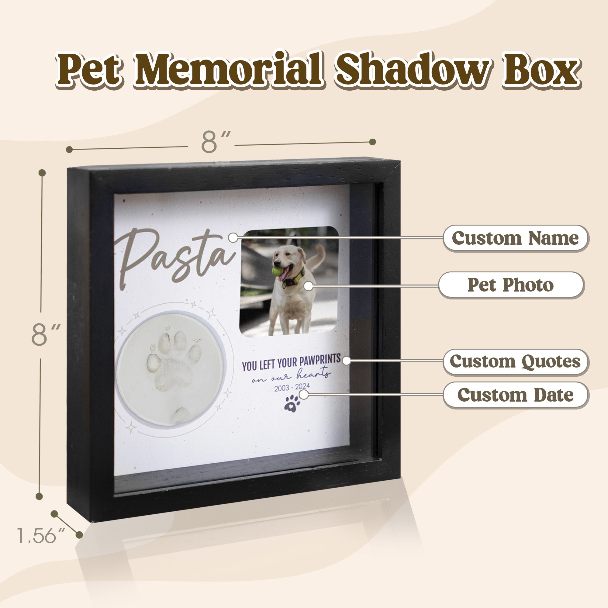 Personalized Pet Memorial Shadow Box SD-PET7