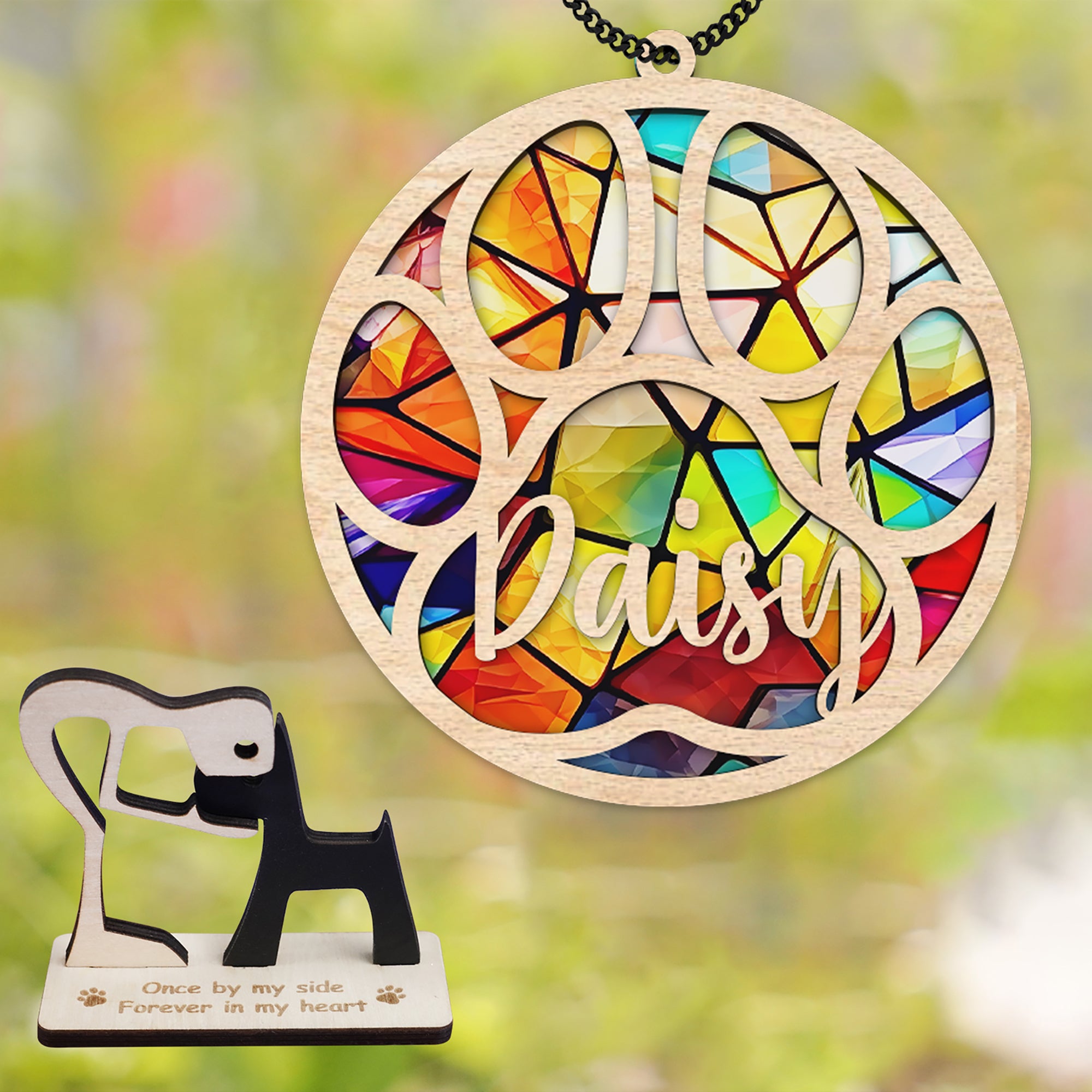 DNPETS | Personalized Dog Paw Memorial Suncatcher Gifts For Pet Loss