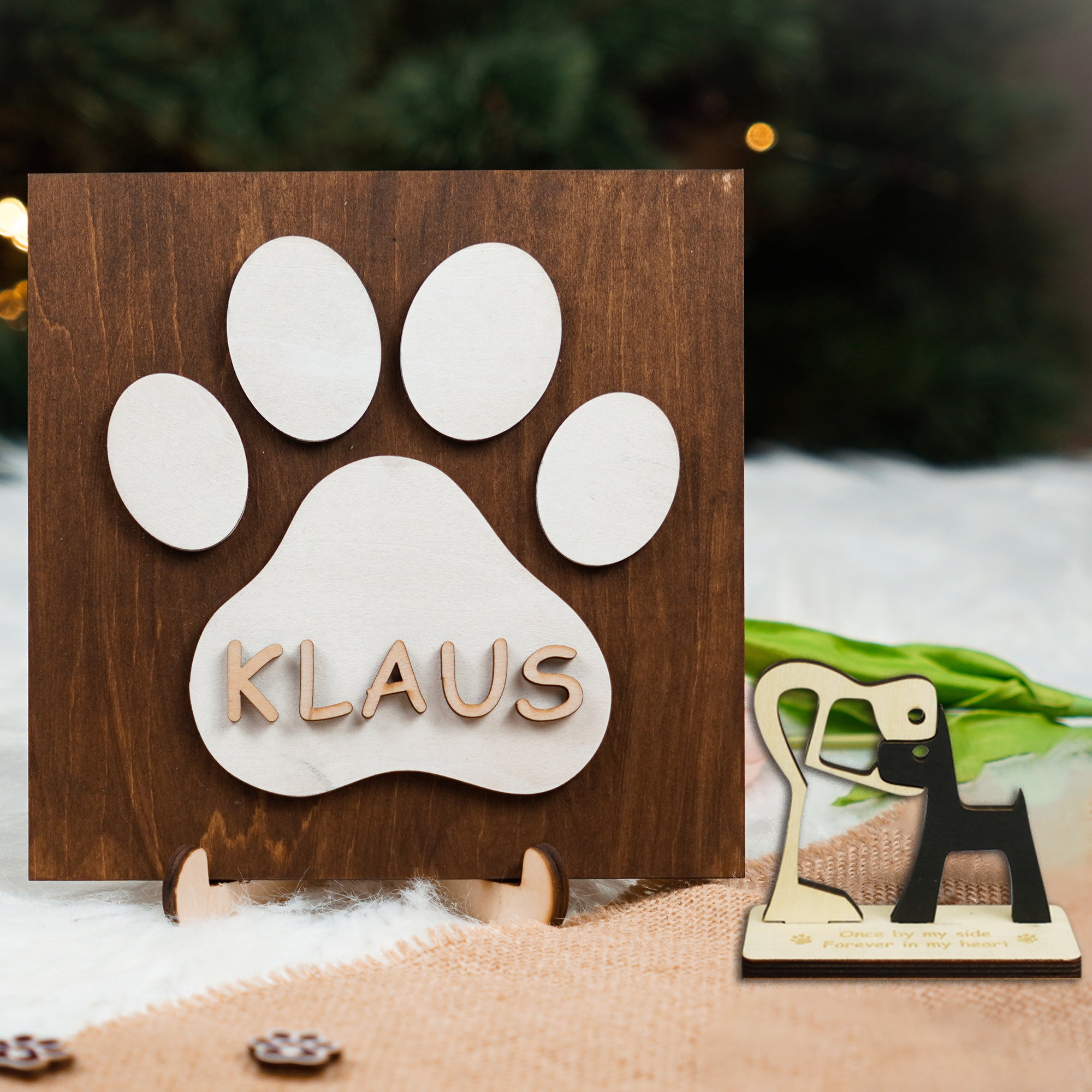 DNPETS Heartfelt Pet Memorial Picture Frame Paw Print Wood Sign Hanging Rope For Wall