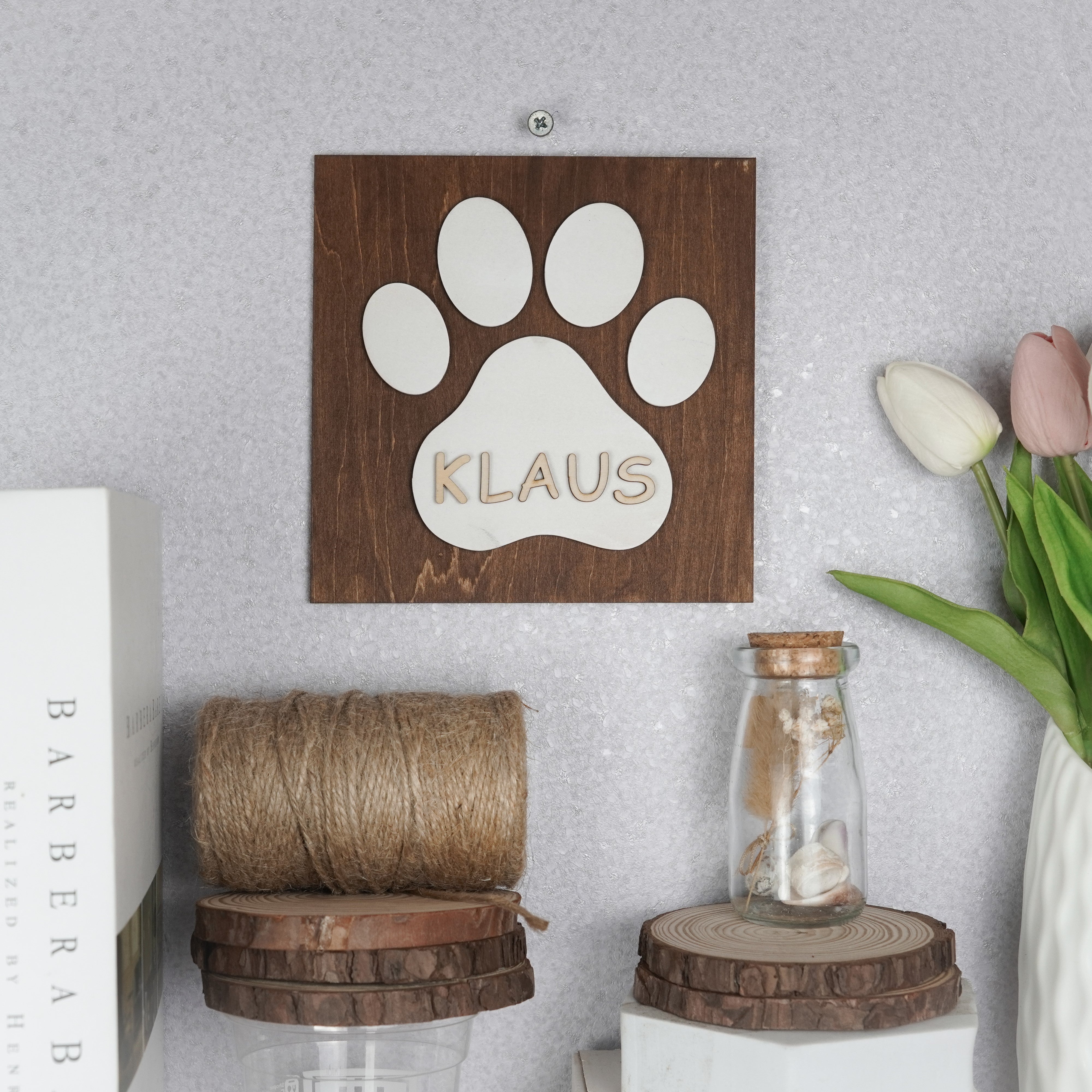 DNPETS Heartfelt Pet Memorial Picture Frame Paw Print Wood Sign Hanging Rope For Wall
