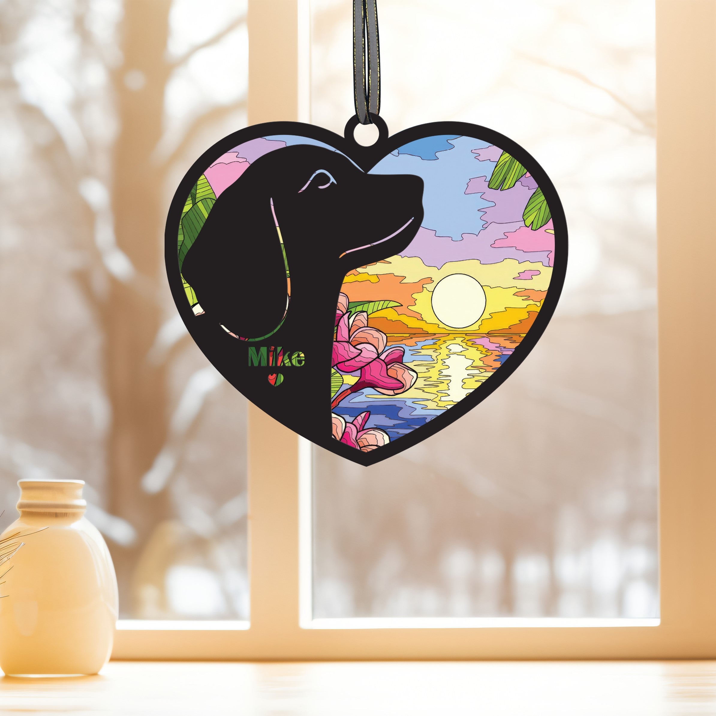 DNPETS Personalized Dog Sympathy Suncatcher Loss of Pet Gift