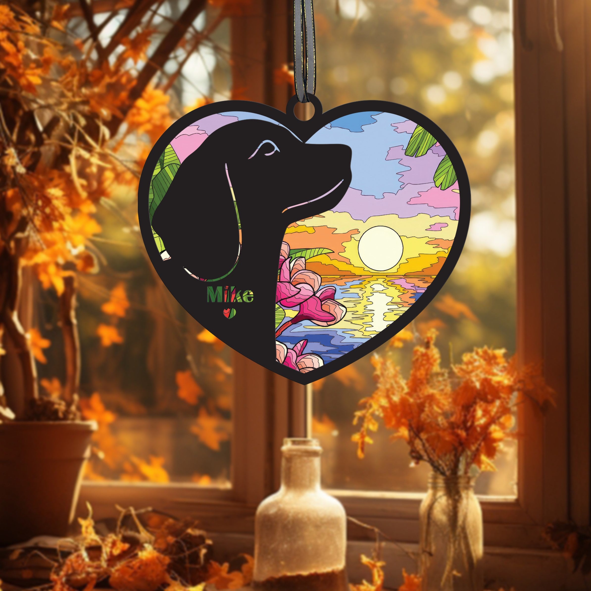 DNPETS Personalized Dog Sympathy Suncatcher Loss of Pet Gift