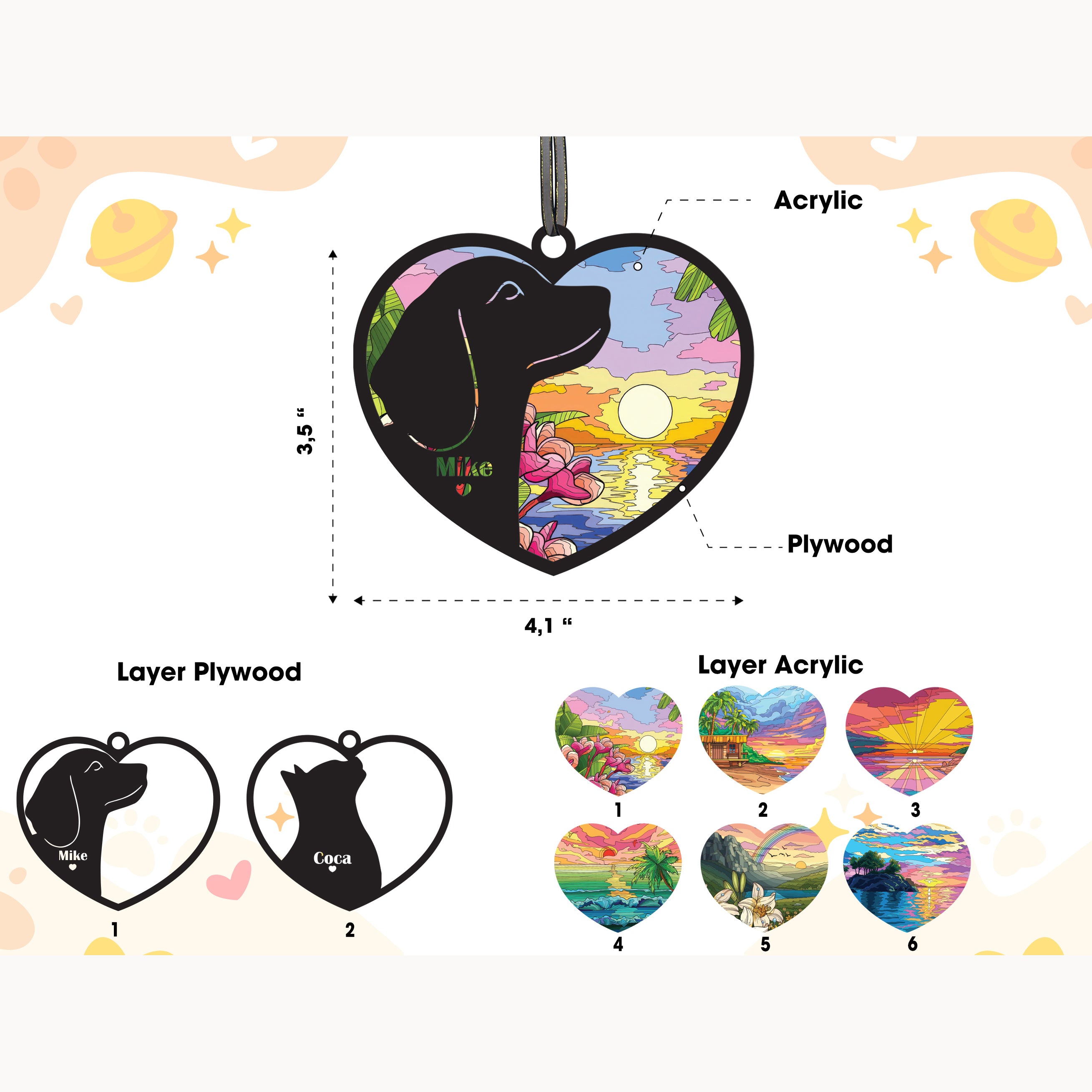 DNPETS Personalized Dog Sympathy Suncatcher Loss of Pet Gift