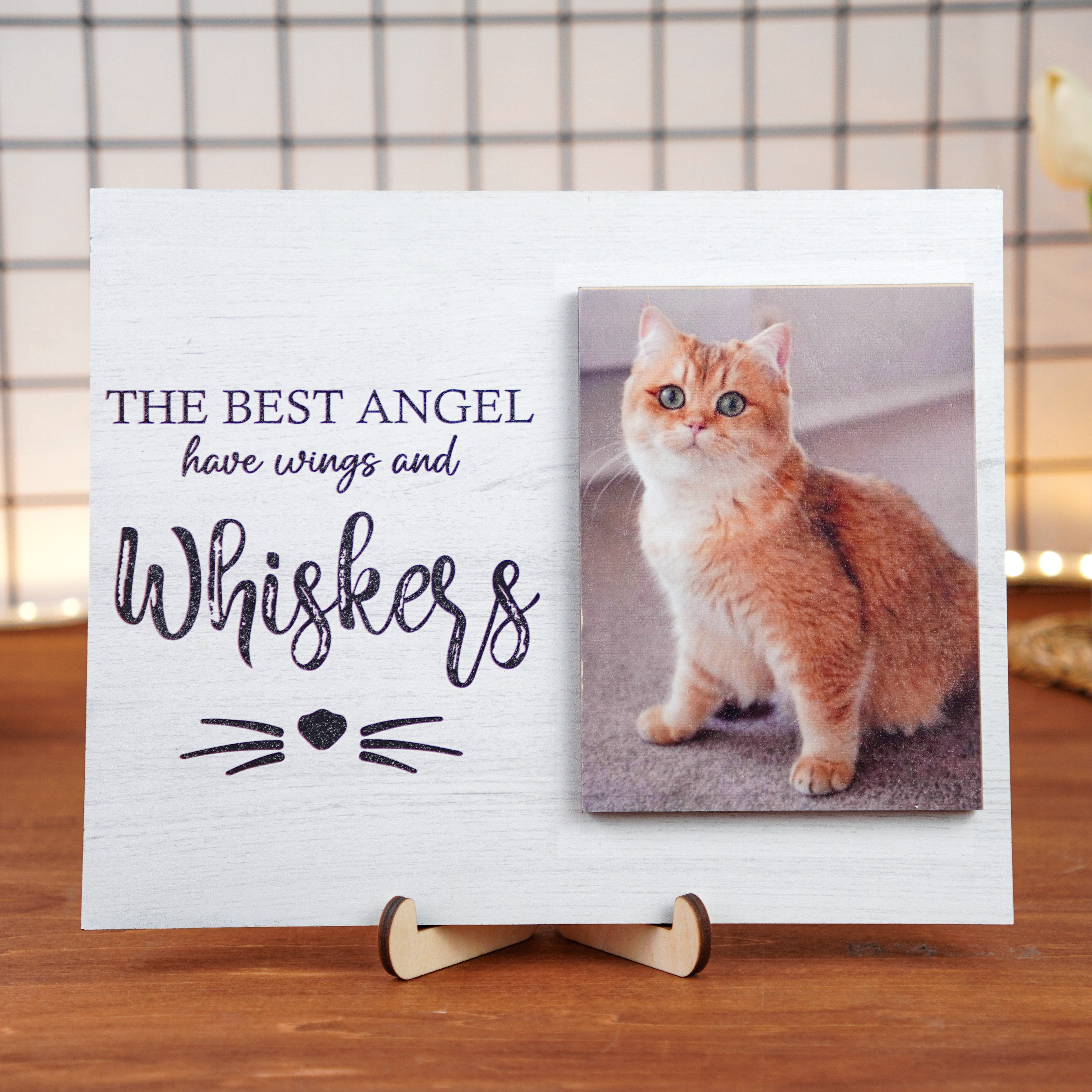 DNPETS Meaningful Pet Memorial Printed Wooden Photo Frame Sign Cat Memorial Frame