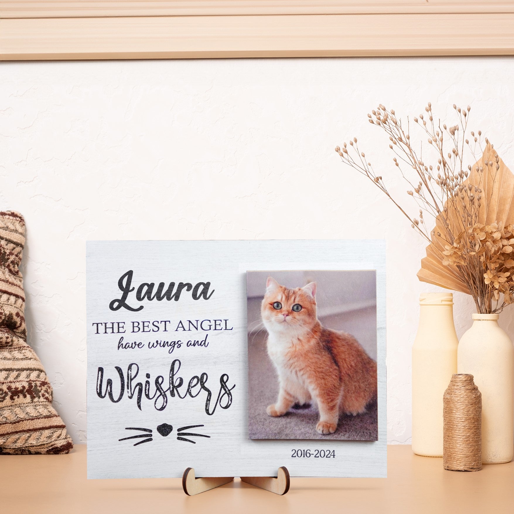 DNPETS Meaningful Pet Memorial Printed Wooden Photo Frame Sign Cat Memorial Frame