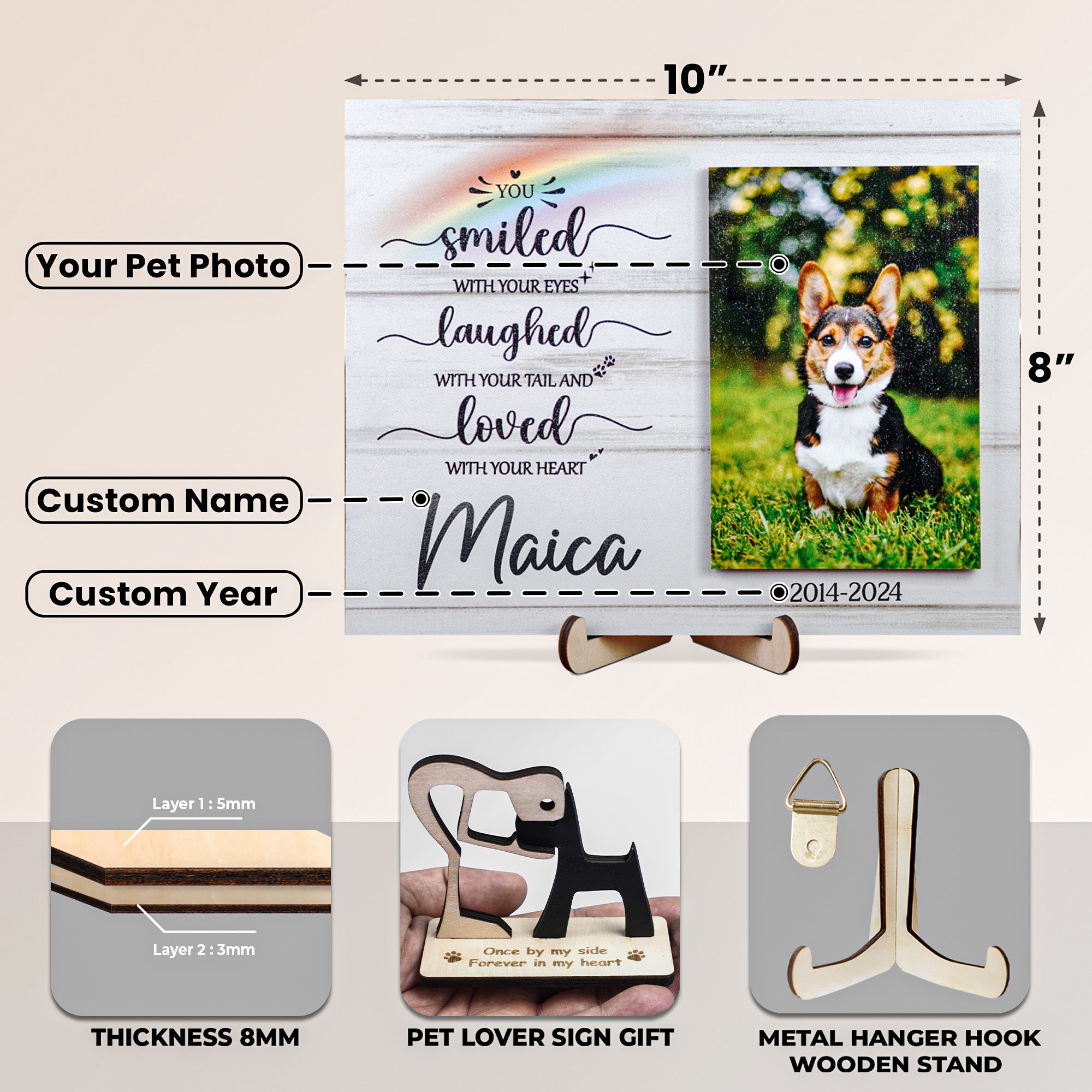 DNPETS Pet Memorial Printed Wooden Photo Frame Dog Loss Gift