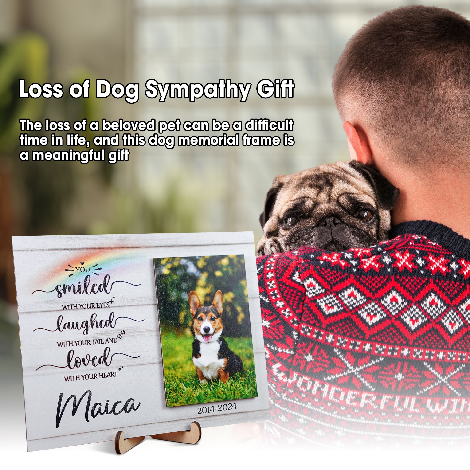 DNPETS Pet Memorial Printed Wooden Photo Frame Dog Loss Gift