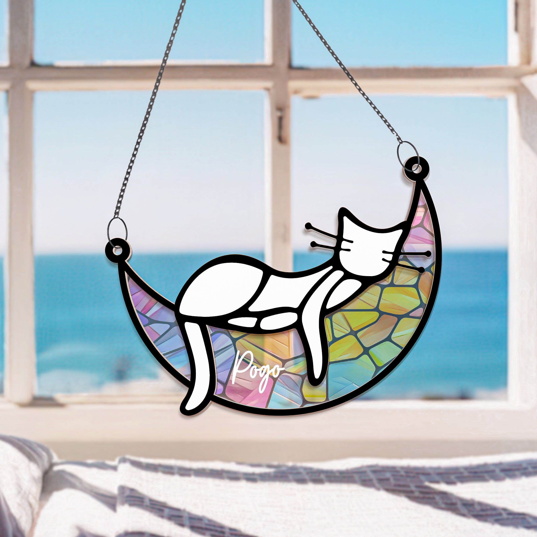 DNPETS| Custom Sleeping Cat on Moon Ornament Cat Memorial Gift