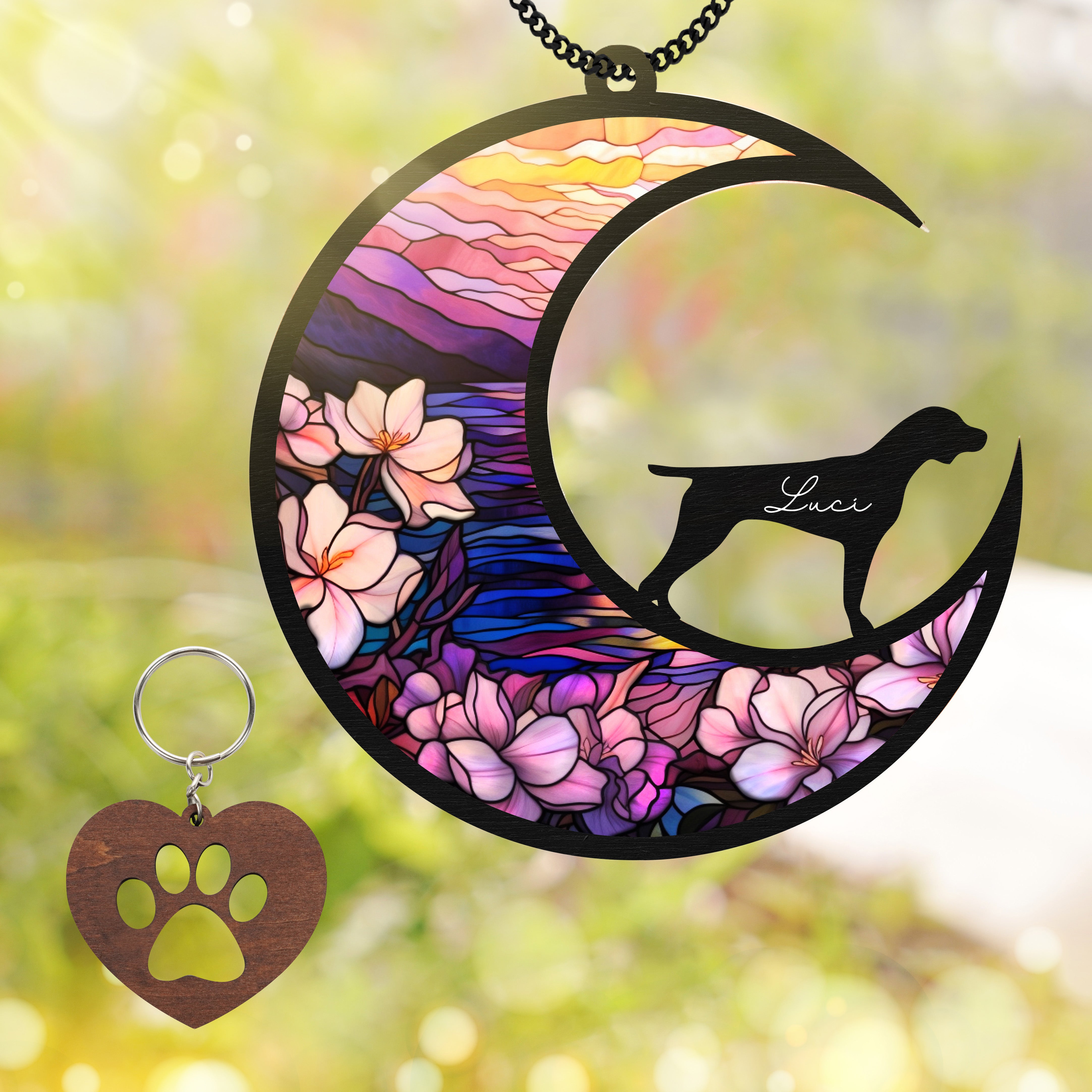 Pointer Dog Memorial Suncatcher Window Hanging Remembrance Gift
