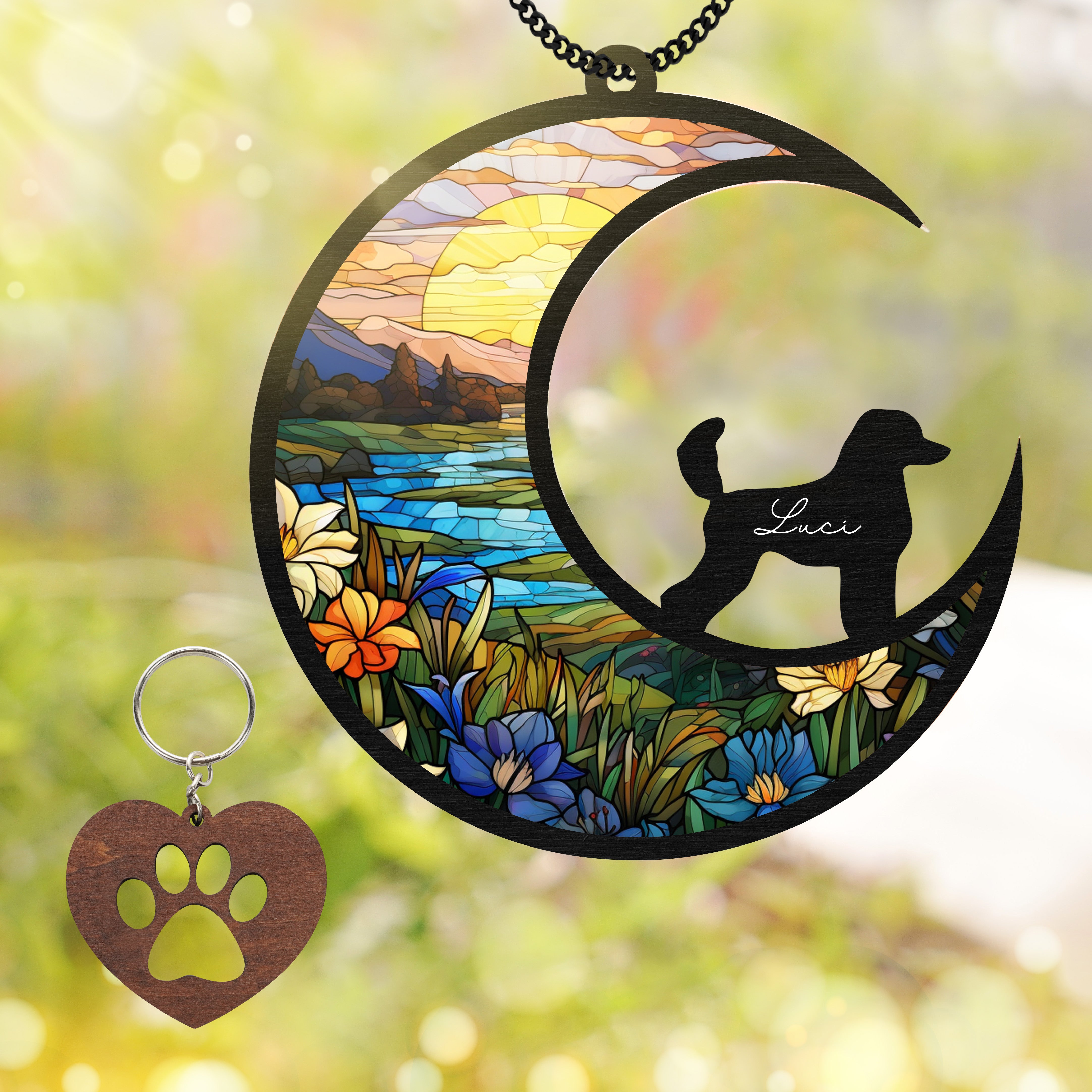 Poodles Dog Memorial Suncatcher Window Hanging Remberance Gift