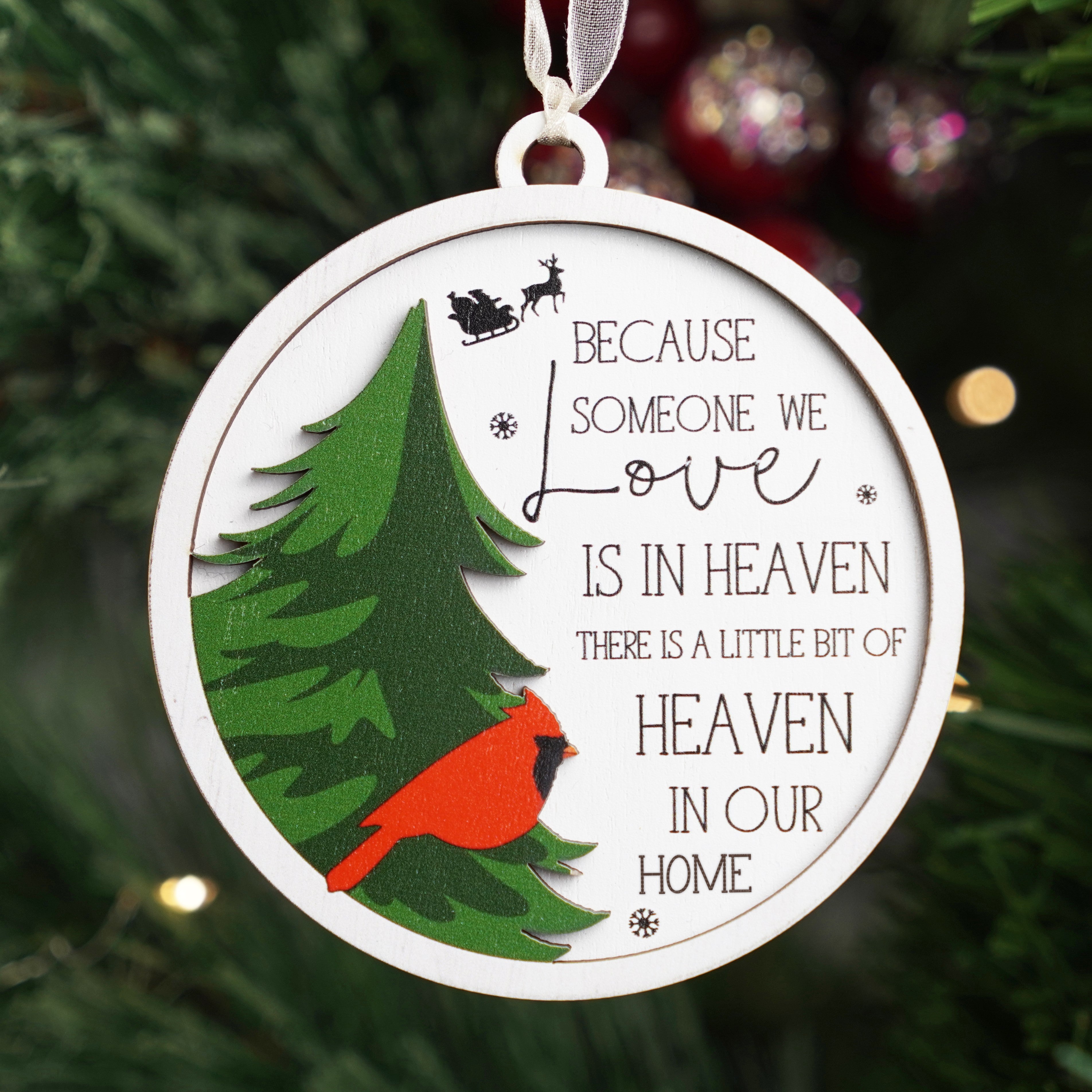 Red Cardinal Christmas Ornaments Memorial Ornament Christmas In Heaven Because Someone We Love is in Heaven, Christmas Tree Ornaments for Loss of Loved One Memory of Loved One Thoughtful Bereavement/Sympathy Keepsake