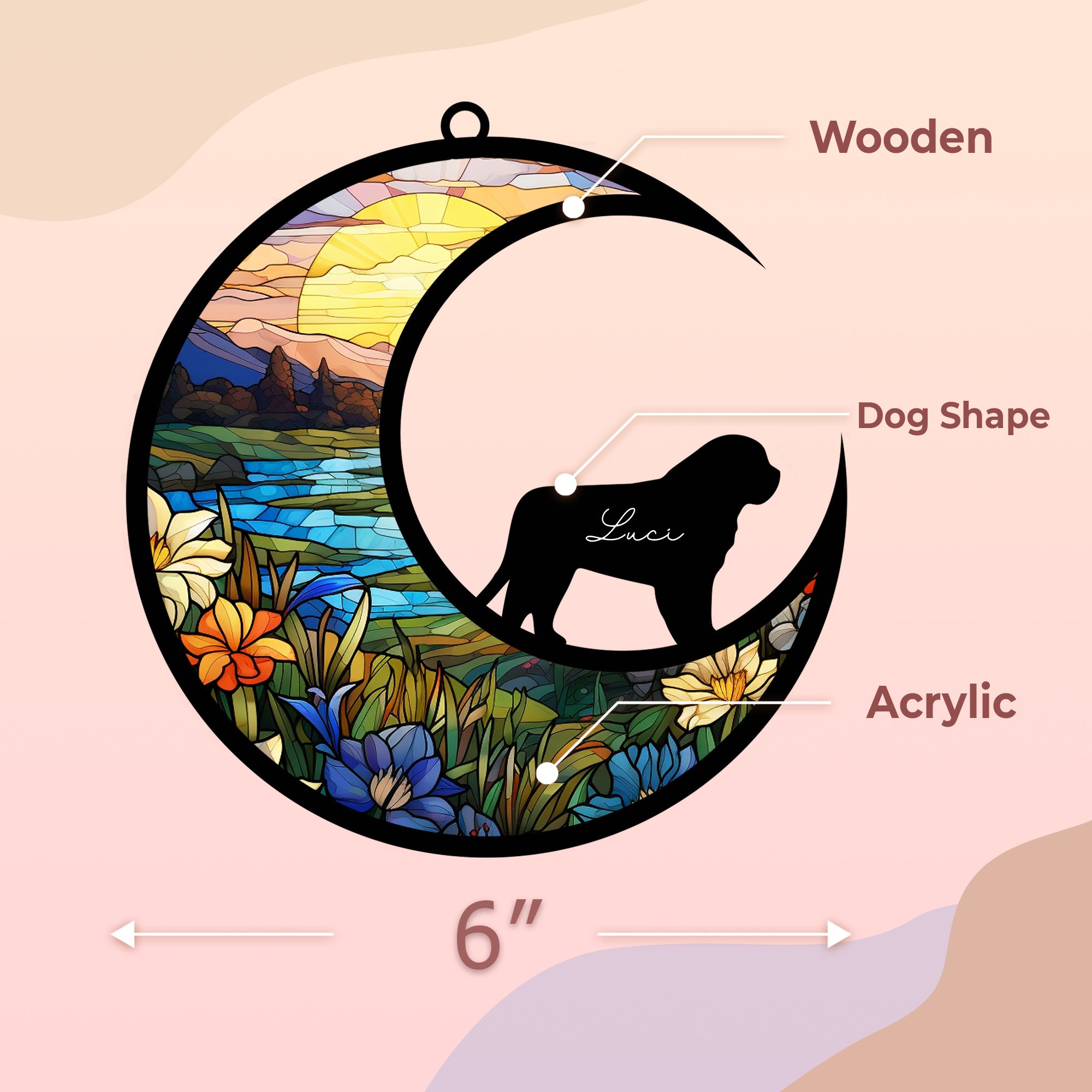 Saint Bernard Dog Memorial Suncatcher Window Hanging Remembrance Gift