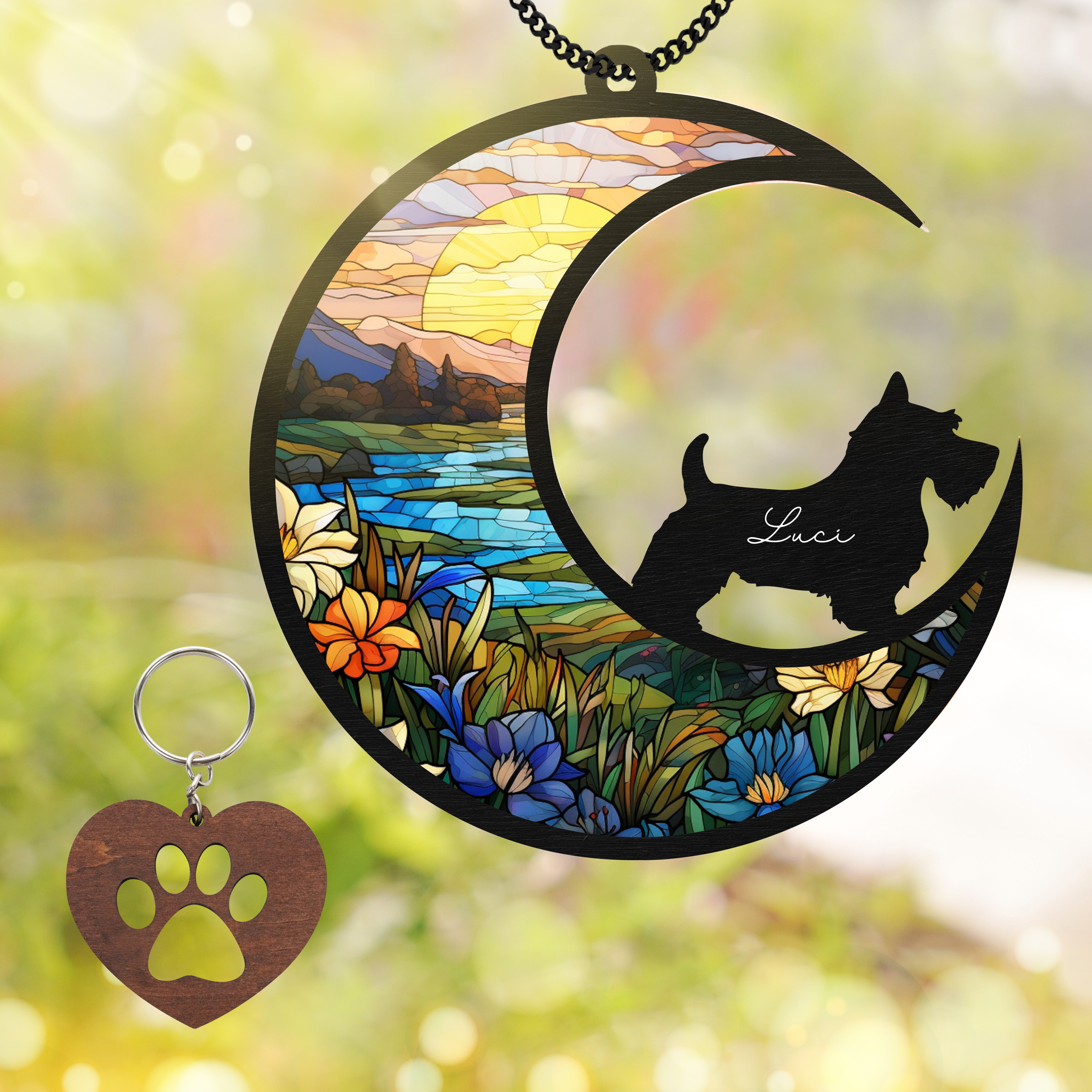 Scottish Terrier Dog Memorial Suncatcher Window Hanging Remembrance Gift