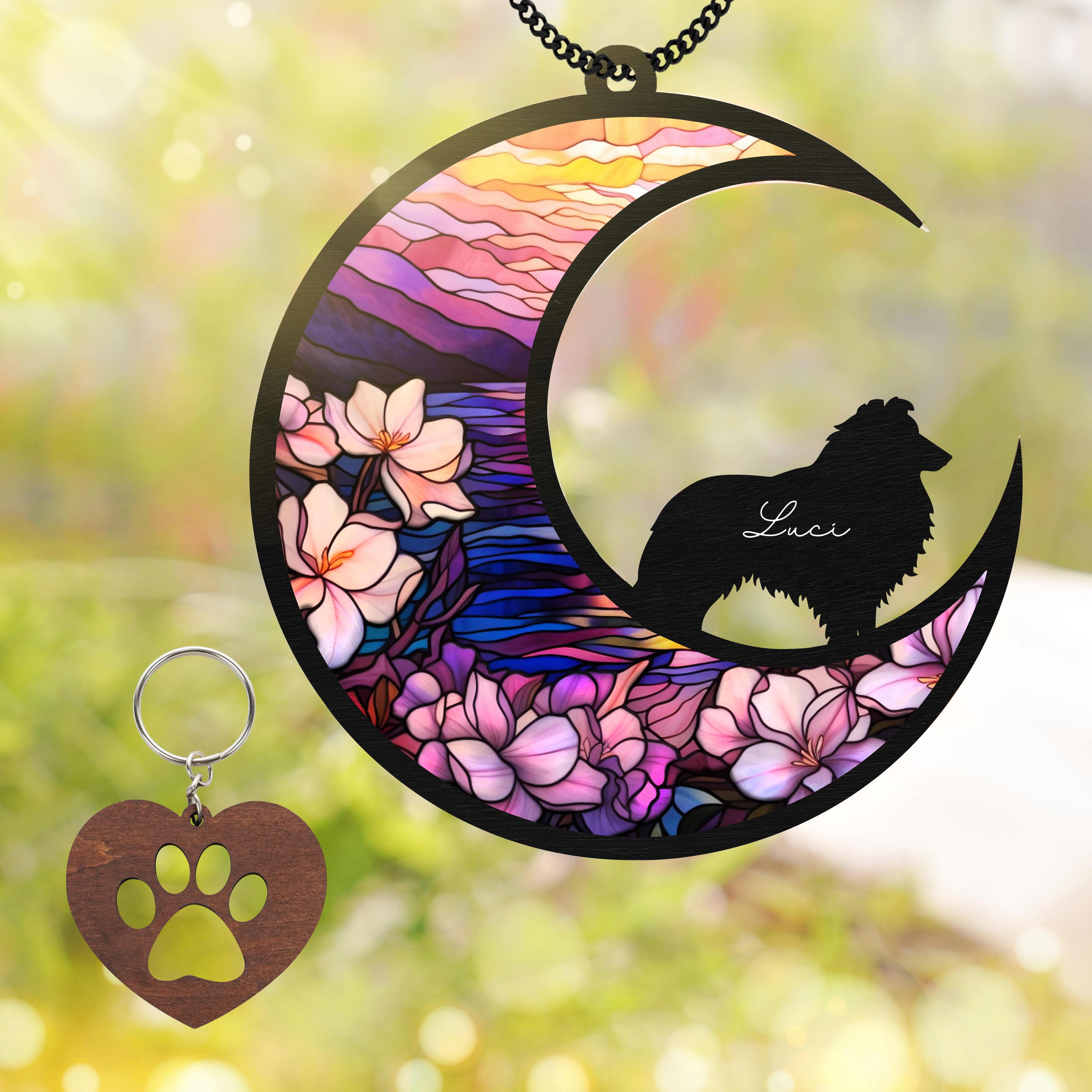 Shetland Sheepdogs Memorial Suncatcher Window Hanging Remembrance Gift