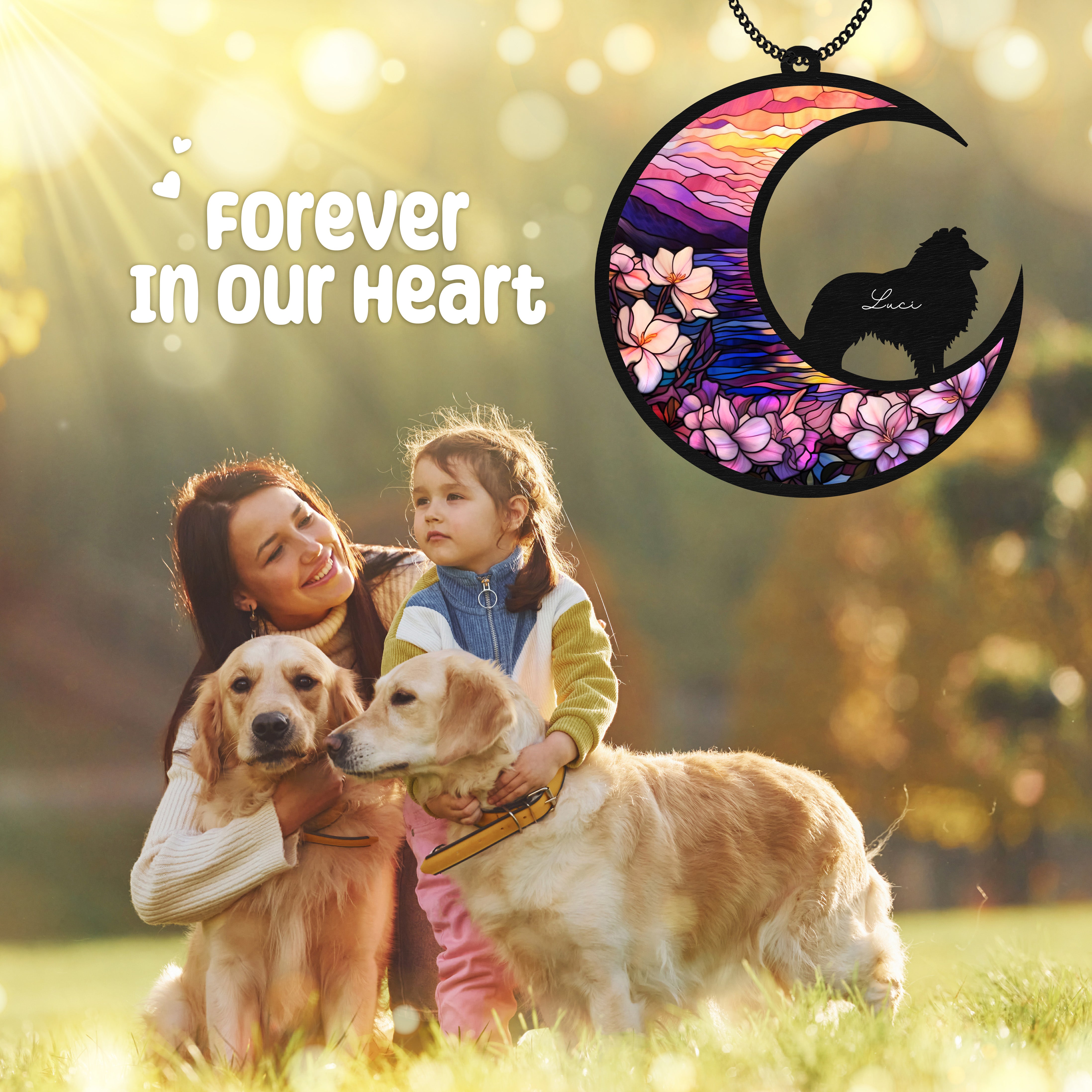 Shetland Sheepdogs Memorial Suncatcher Window Hanging Remembrance Gift