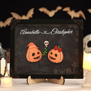 Personalized Wood Frame with Pumpkin Couple Halloween Couple Cute Spooky Couple Decor Forever My Boo Halloween Gift Cute Pumpkin gift for Grandpa Parent|HL2- GO-FRAME