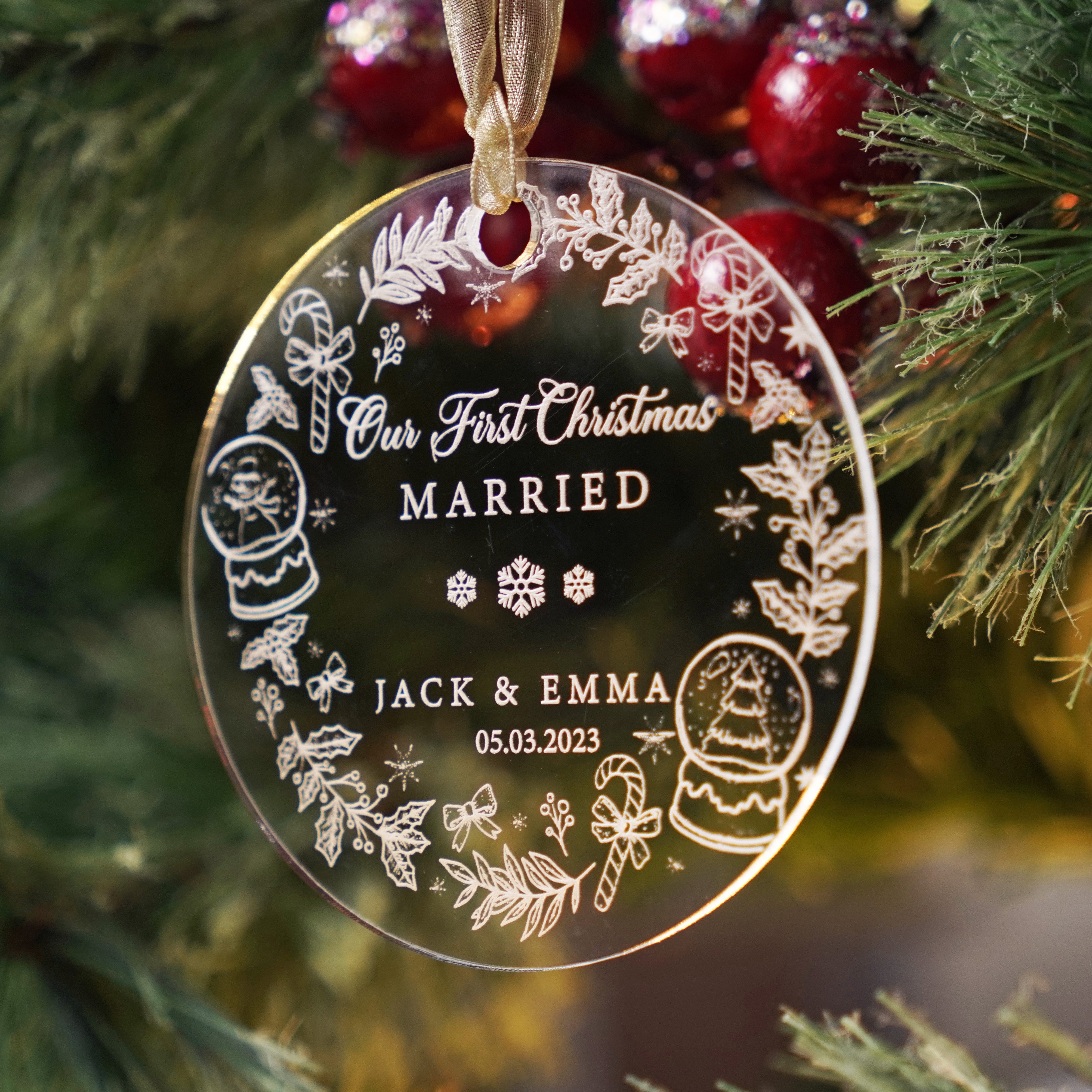 Wedding Christmas Ornament, Our First Christmas Married Ornament 2023, Wedding Ornament Keepsake, Celebrate Your First Christmas Together, Newlywed Gifts