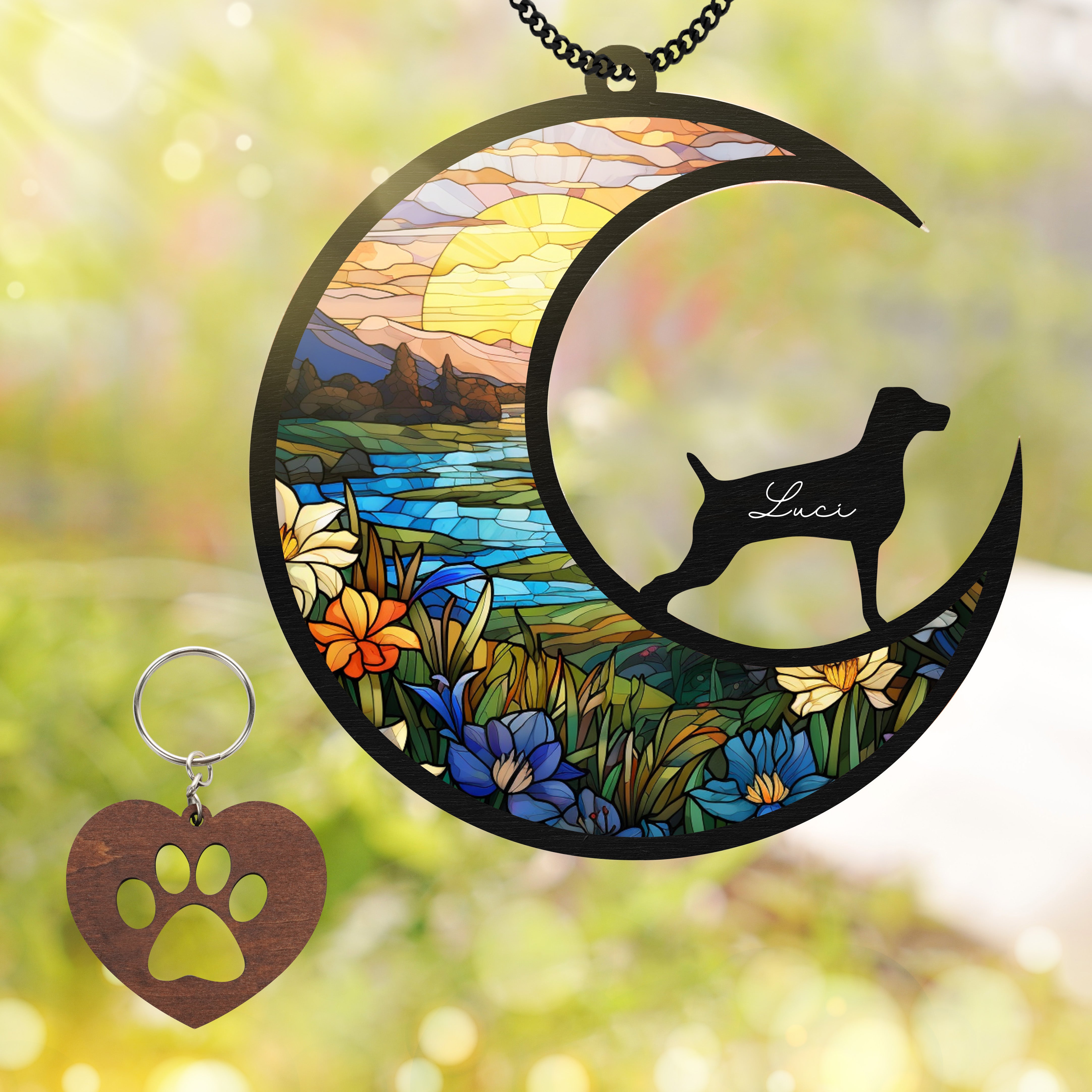 Weimaraner Dog Memorial Suncatcher Window Hanging Remembrance Gift