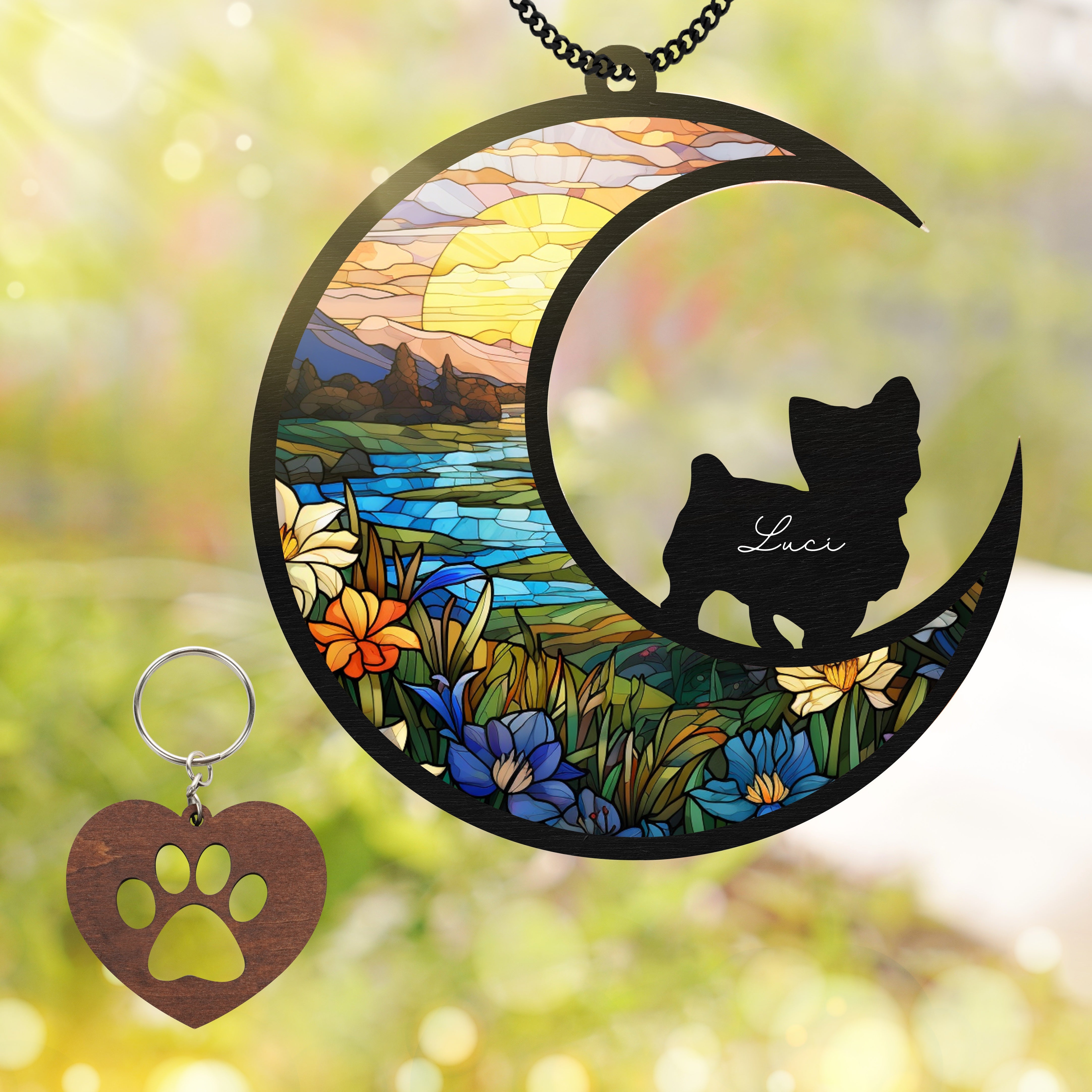Yorkshire Terriers Dog Memorial Suncatcher Window Hanging Remberance Gift