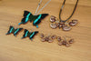 Woman Wooden Butterfly Jewelry Set Owl Moth Insect Necklace Earrings