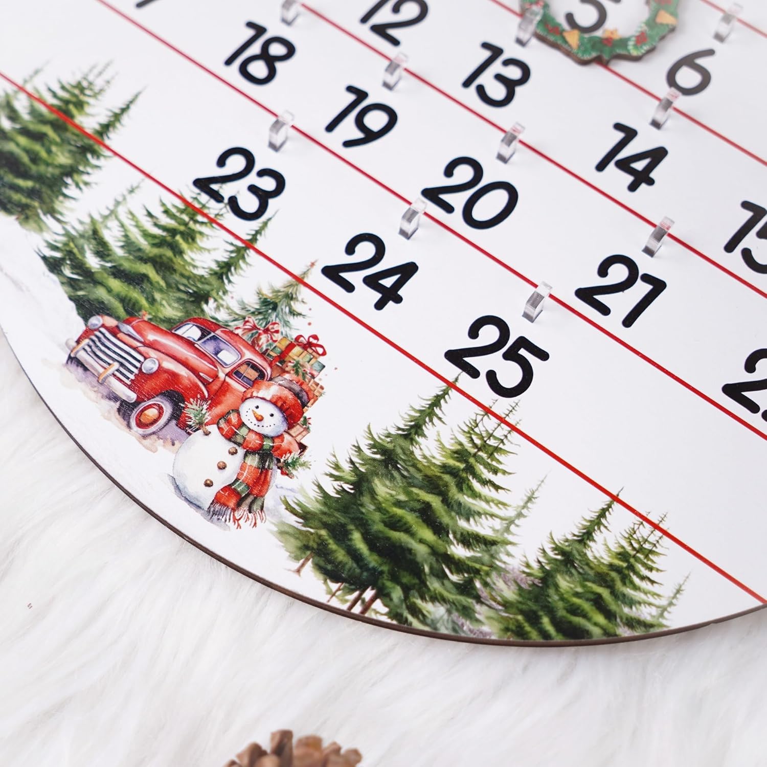 10.5'' Wooden Christmas Countdown Advent Calendar 2024 Day Until Xmas Decorations Wall Hanging Table Home Decor Welcome Door Sign Calendar Number Date Christian Holiday Gift HU-FR11-B