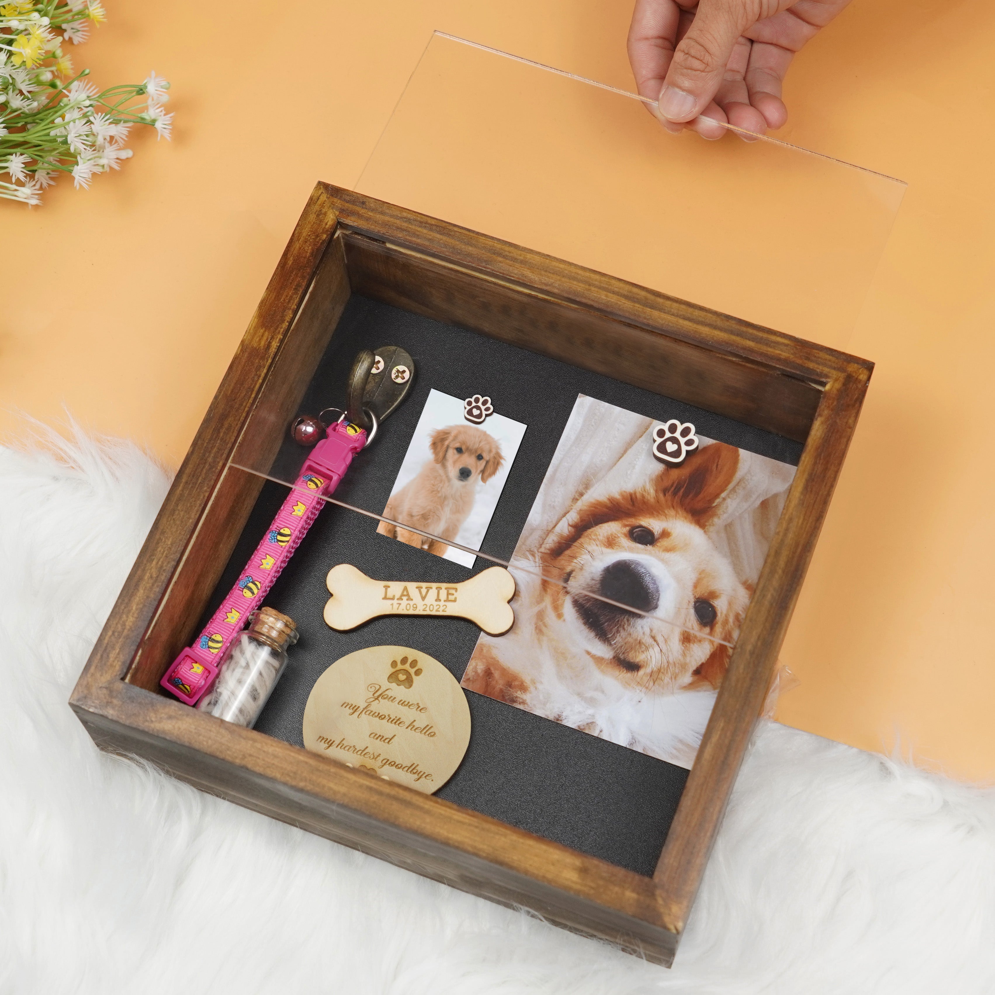 Personalized Pet Memorial Shadow Box, Pet Loss Sympathy Gifts