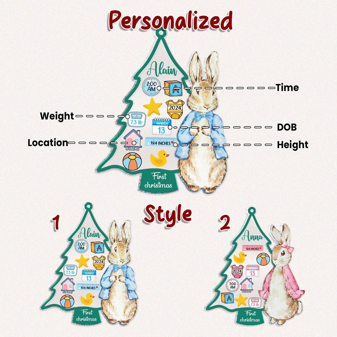 aby 1st Rabbit Christmas Tree Decor
