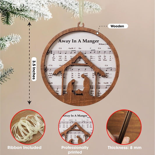 Pieces Music Sheet Nativity Ornament, Meaningful Christmas Christian Gift, Nativity Christmas Ornament 2024, Holiday Gift Religious