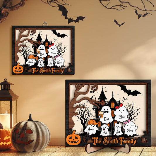 Halloween Ghost Family Personalized, Our Boo Crew, Halloween Family Sign, Cute Halloween Decor, Creepy Kooky Spooky Wall Decor, Ghost Family