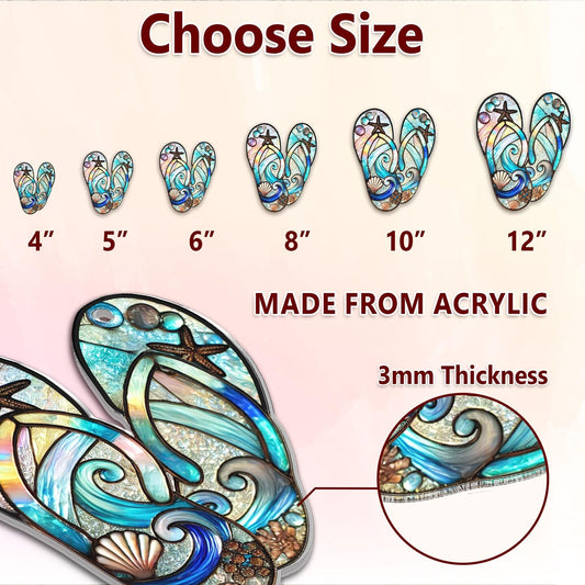 Flip Flop Suncatcher,Beach Suncatcher,Summer Seaside Window Decor,Coastal Ornament,Ocean Lover Gift,Beach House Ornament,Vacation Home Decor