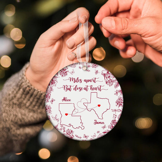 Long Distance Gift,Custom State To State Map Ornament,Family Distance Ornament,Best Friend Gift,2025 Couple Keepsake,Moving Gift For Family