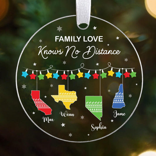 Personalized Long Distance Ornament,Family Christmas Ornament,Family Gift,Friend Gift,State To State,Knows No Distance,Togetherness Ornament