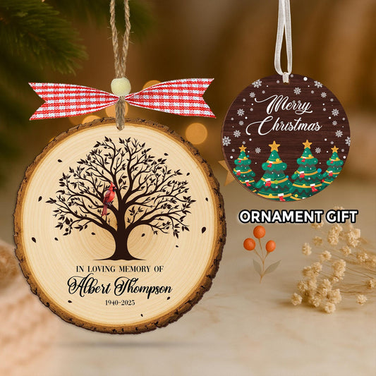 Personalized Memorial Wooden Ornament,A Limb Has Fallen Family Tree Ornaments,Loss Of Dad Ornament,Memorial Day,Family Gift,Father in Heaven
