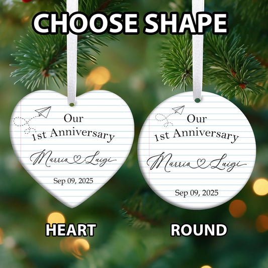 Custom Paper Traditional 1st Wedding Anniversary Ornament,Gift for Husband Wife,Romantic Passage,One Year Anniversary Couple Christmas Gift