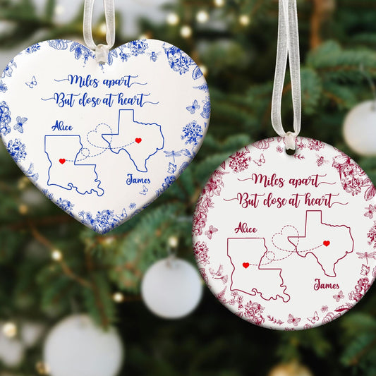 Long Distance Gift,Custom State To State Map Ornament,Family Distance Ornament,Best Friend Gift,2025 Couple Keepsake,Moving Gift For Family