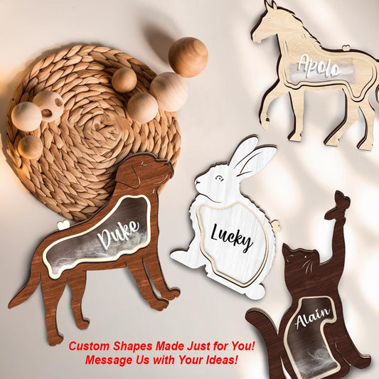 Pet Memorial Gift Personalised Hair Memorial Box, Wooden Pet Statue Fur Urn Keepsake, Pet Loss Gift, Dog Teeth Hair Memorial, Cat Keepsake