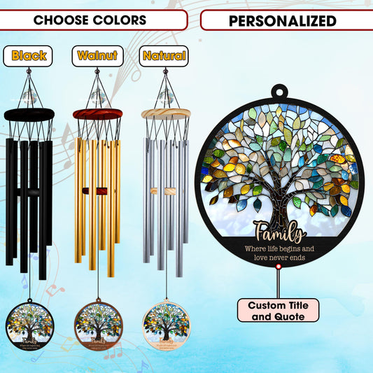 Personalized Family Wind Chimes,Tree of Life Suncatcher,Family Gift,Mother Day Gift,Family Tree Windchimes,Mom Dad Gift,Family Keepsake gift