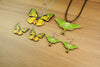 Wooden Butterfly Jewelry Set Luna Moth Insect Pedants Earrings