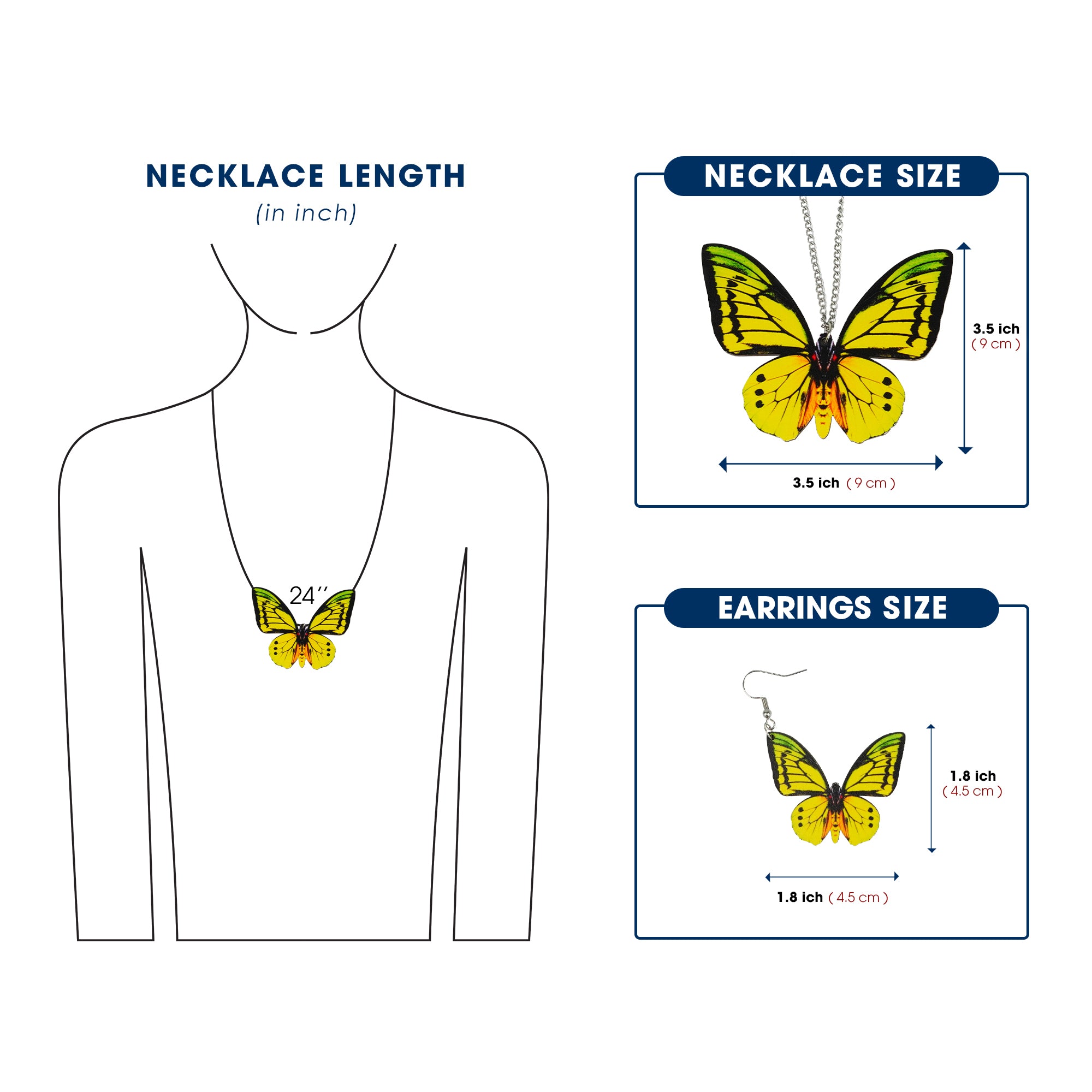 Wooden Butterfly Jewelry Set Luna Moth Insect Pedants Earrings