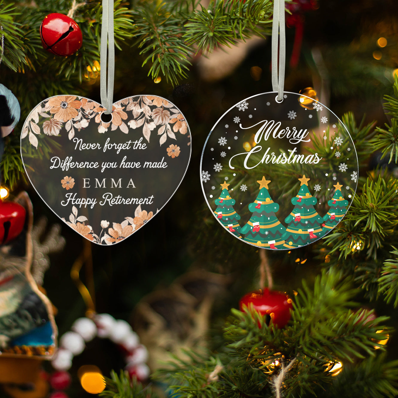 Retirement Christmas Ornament 2023 Coworker Gifts for New Job Retirement Ornaments Gifts for Women Acrylic Hanging Keepsake Birthday