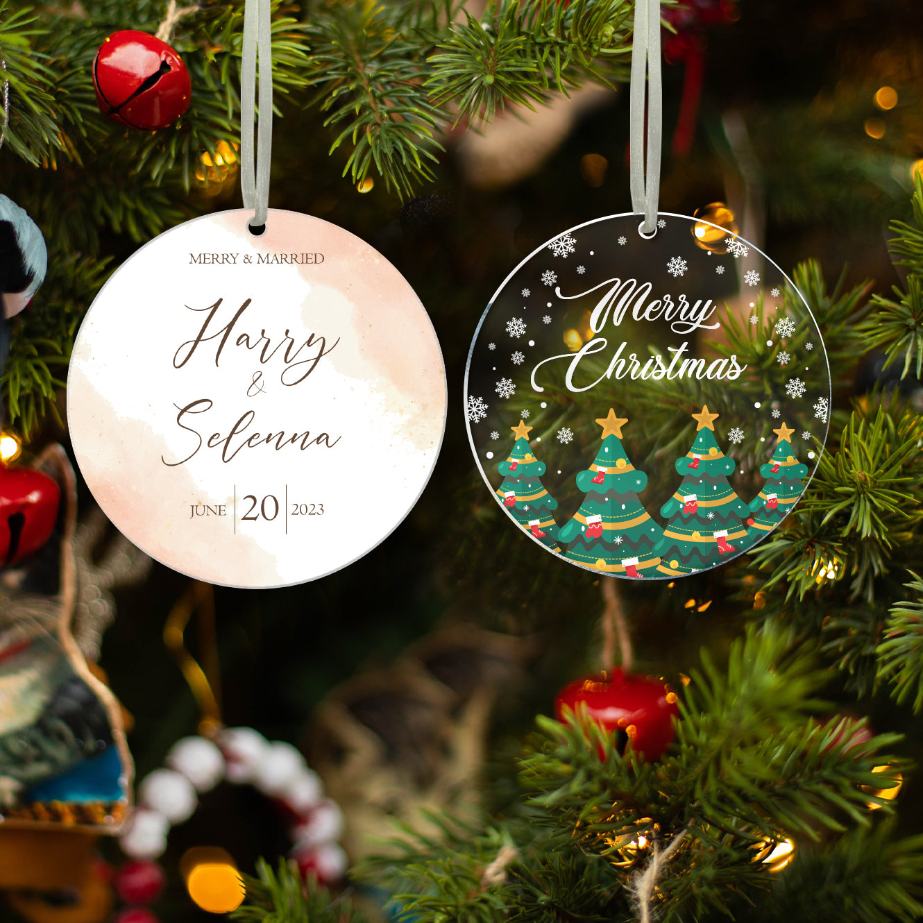 Personalized Married Christmas Ornament Keepsake 2023, Merry & Married Ornament, Christmas Wedding Ornament 2023, Our First Christmas Ornament, Wedding Gift For Couple